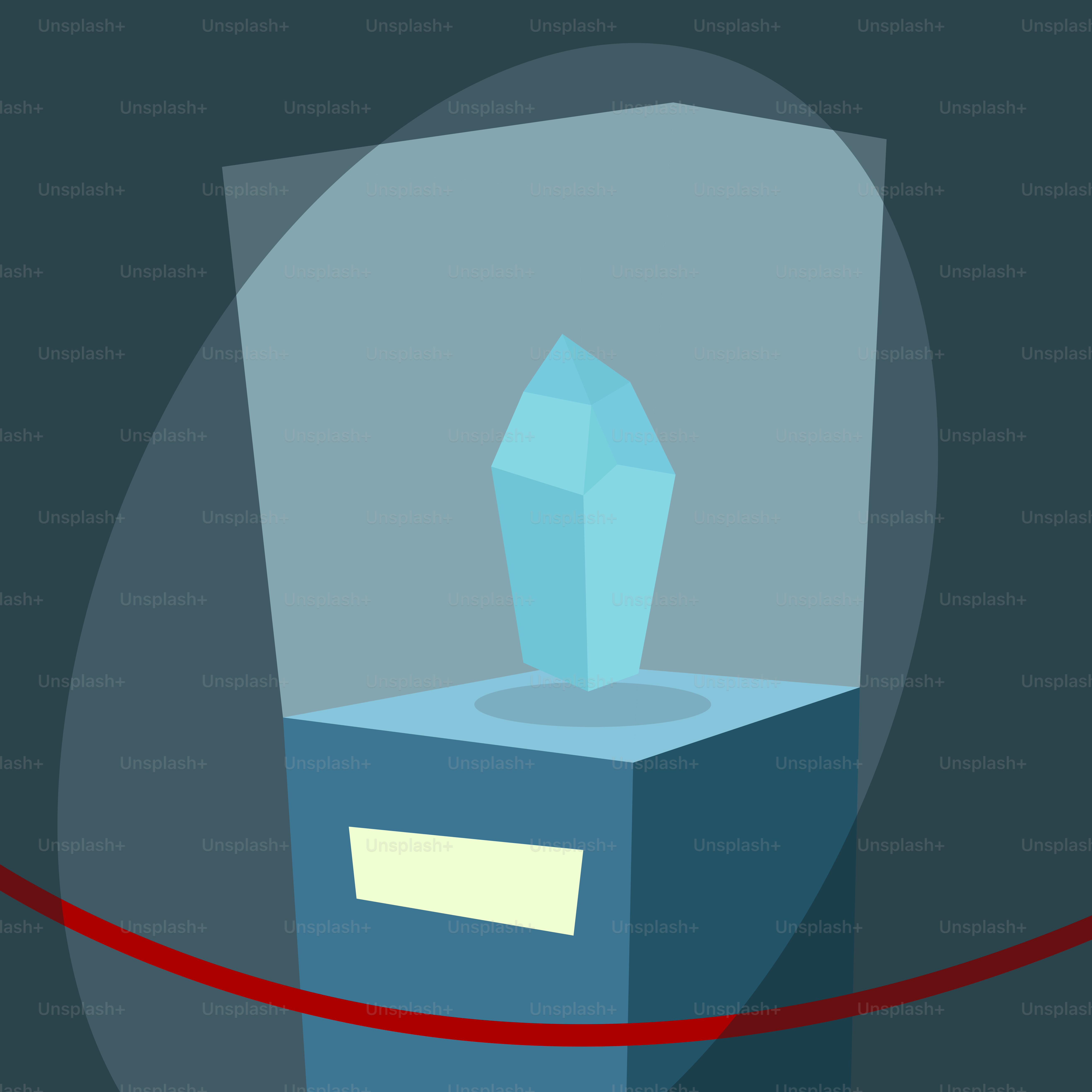 A blue box with a light shining on it