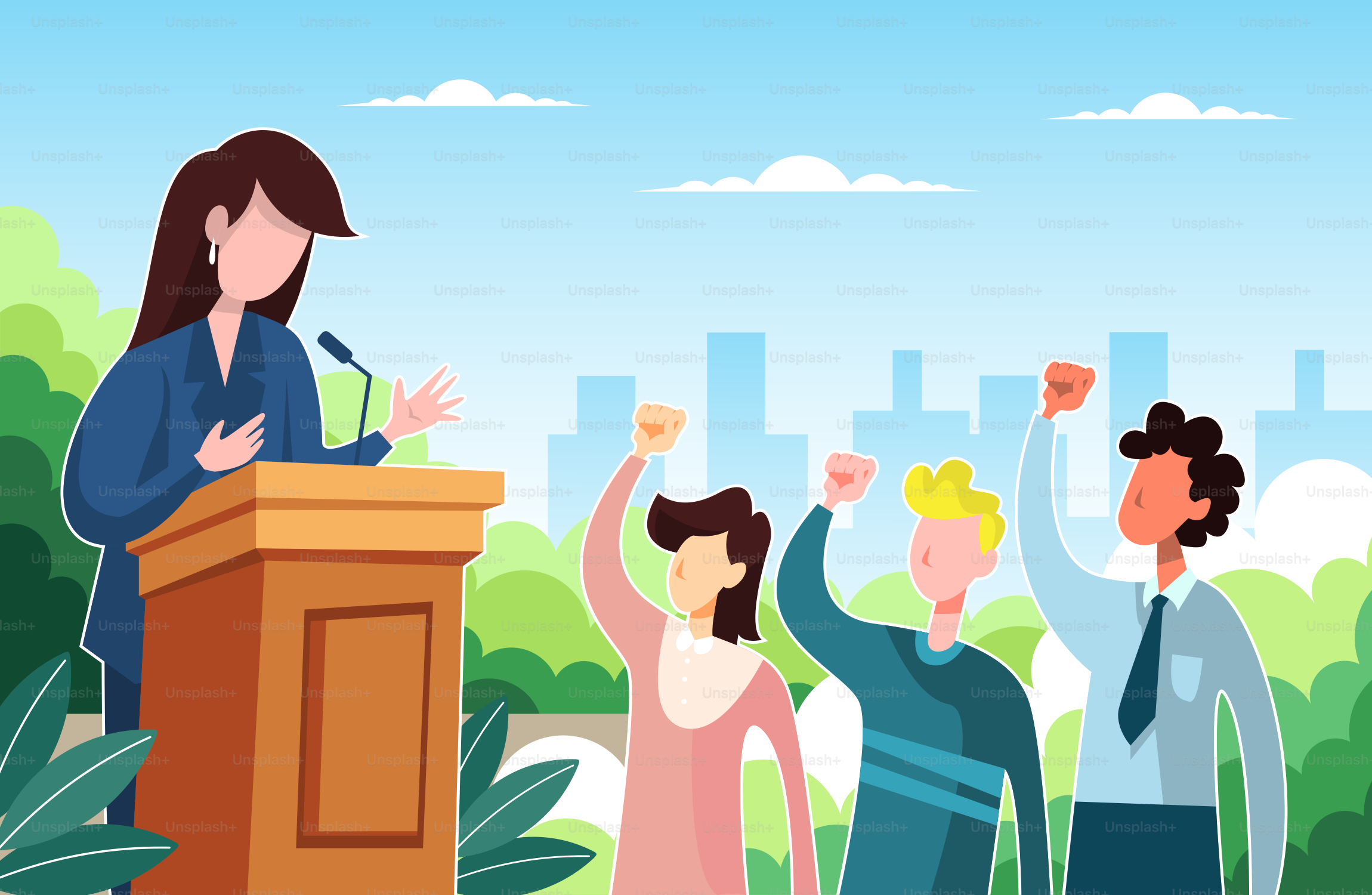 A woman giving a speech to a group of people