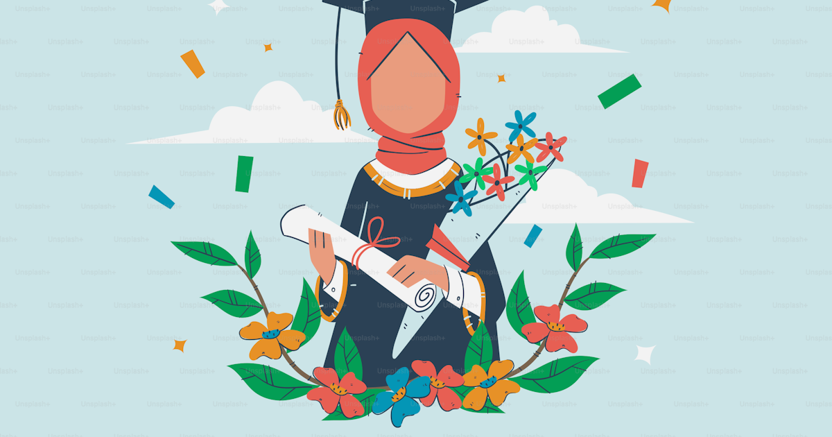 A person in a graduation gown holding a sword vector – Hijab Image on ...