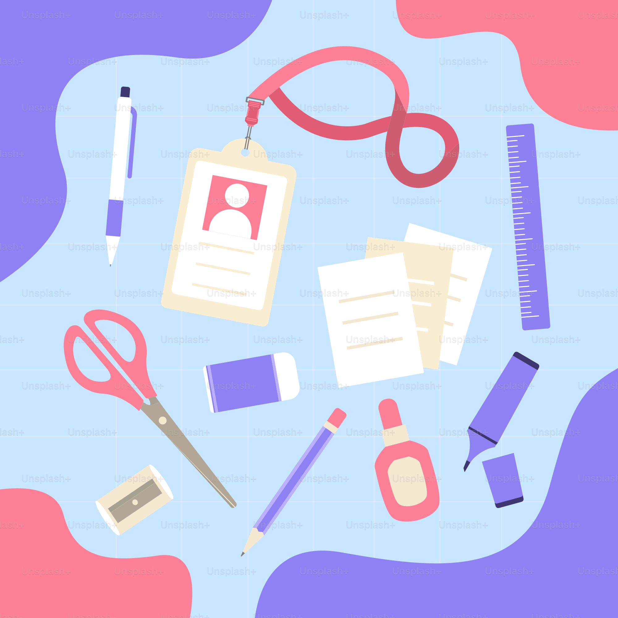 A table topped with a clipboard and a pair of scissors