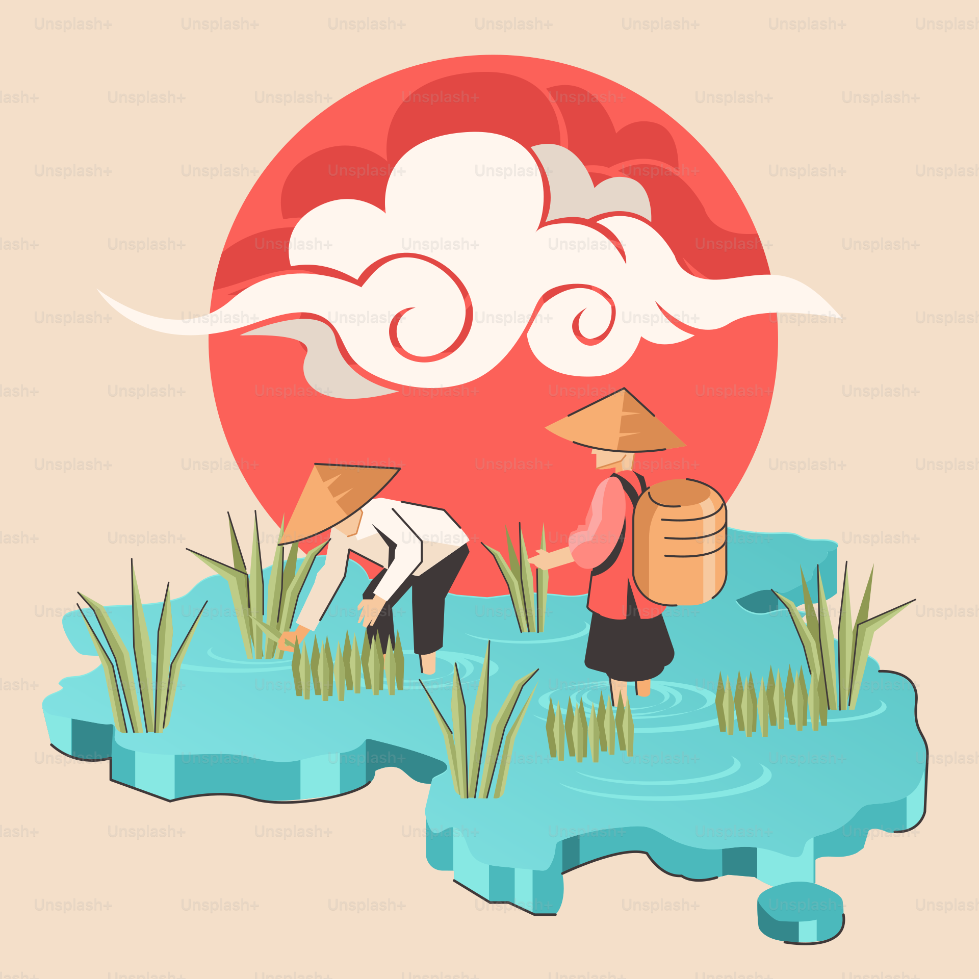 A couple of people that are standing in the water