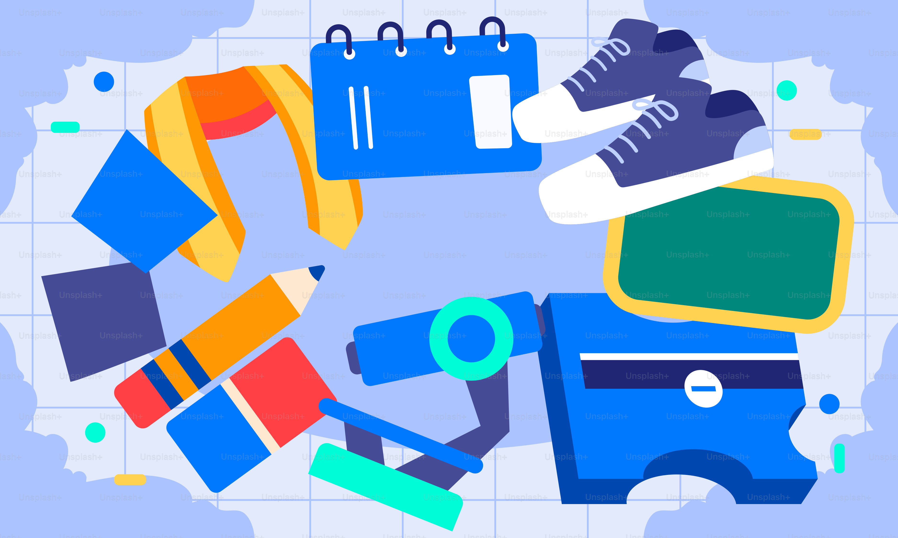 A map with a bunch of different items on it