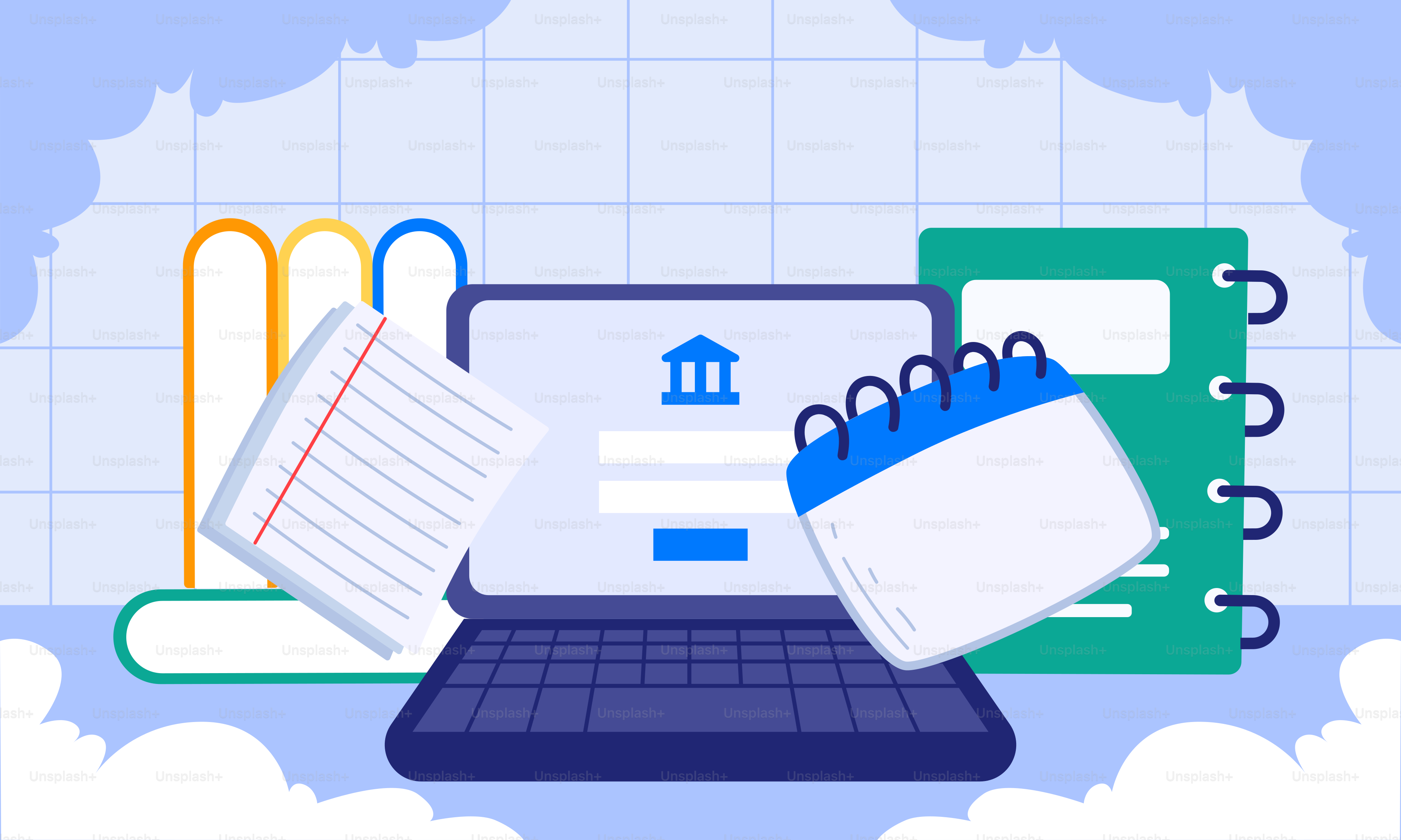 A laptop computer sitting on top of a cloud