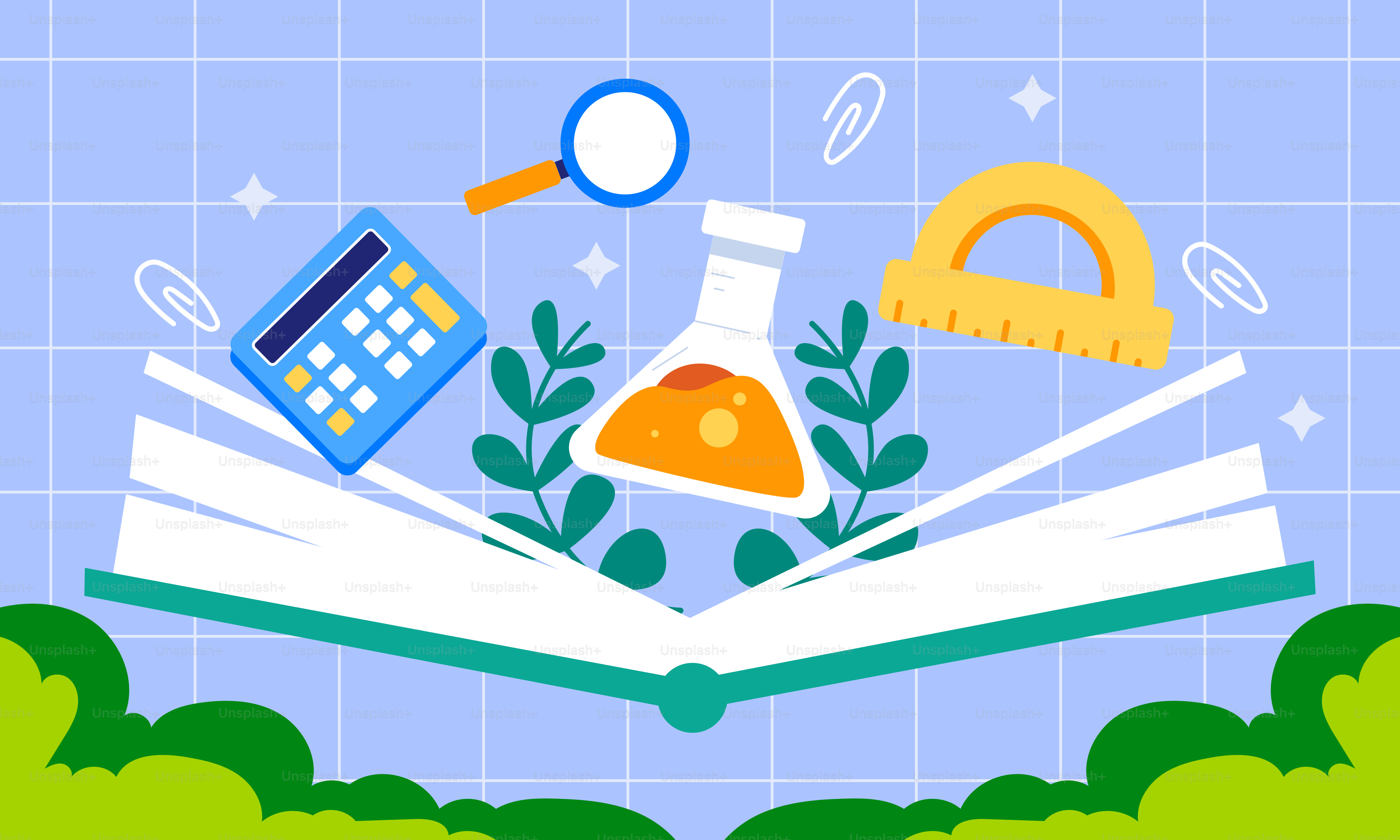 A book with a magnifying glass on top of it