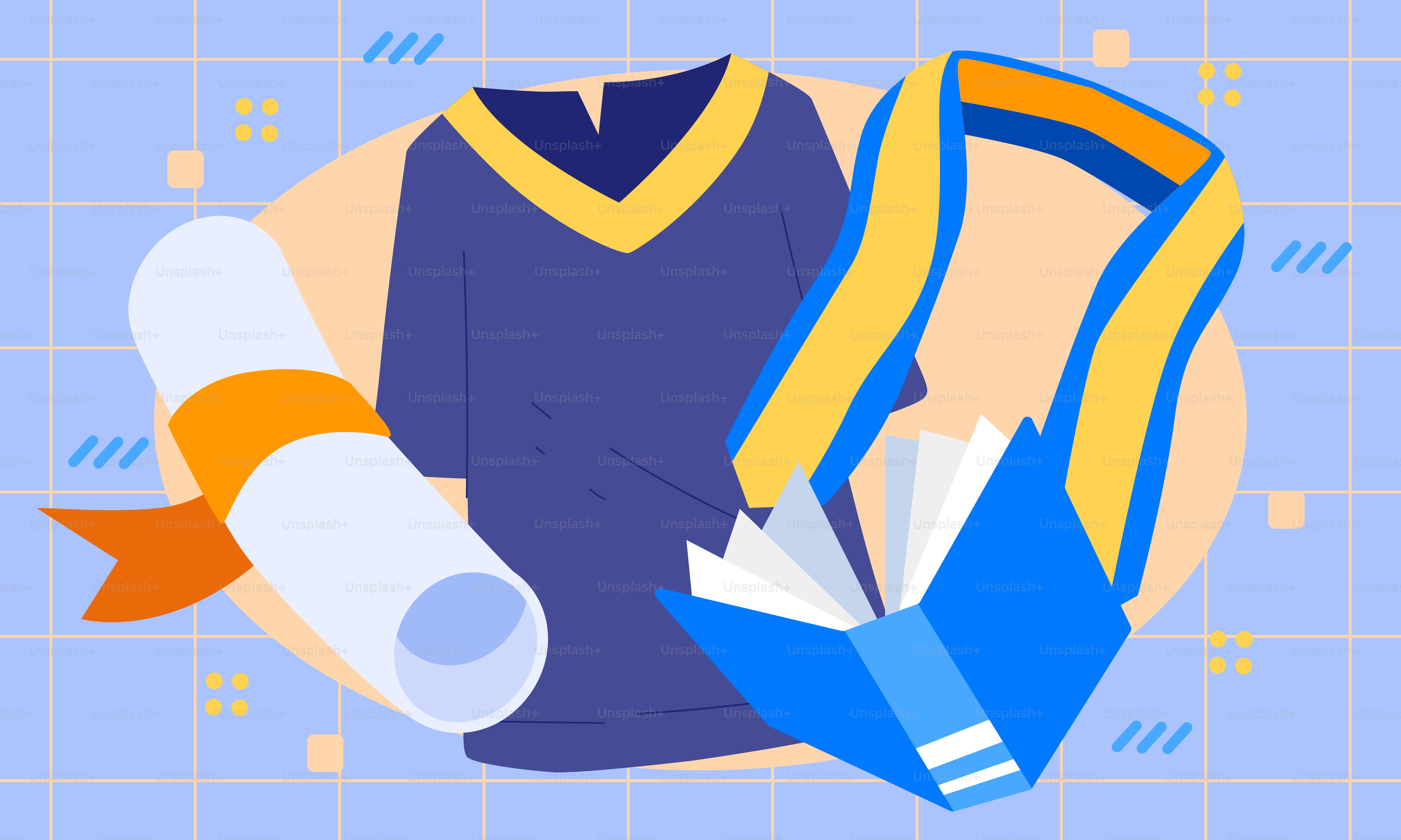 Un'illustrazione di una maglia da basket e un libro