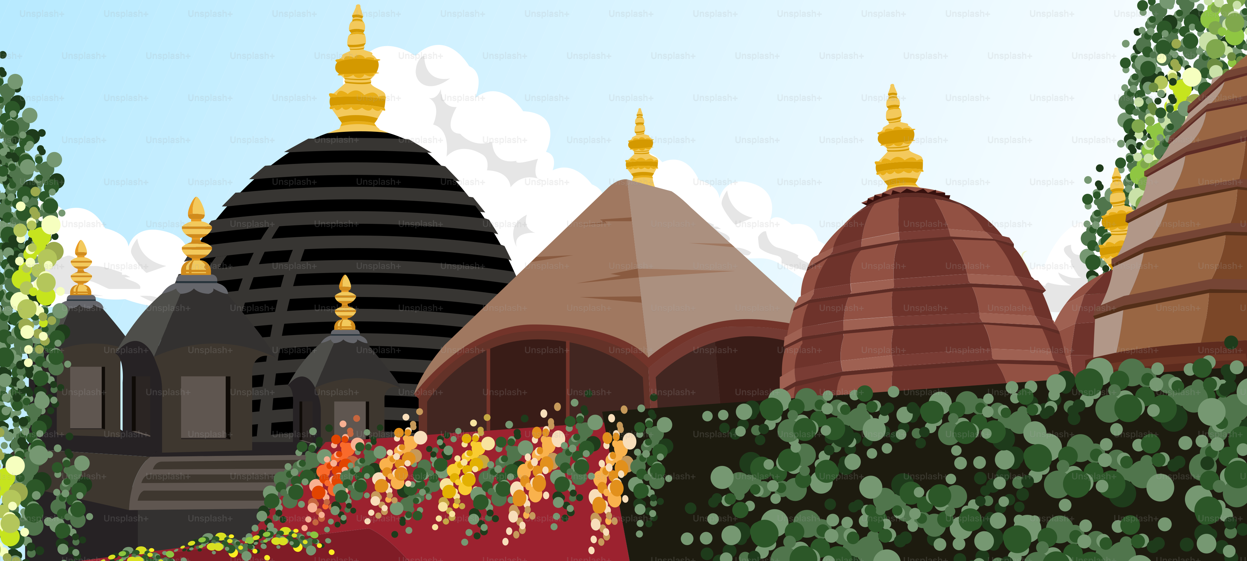 A digital painting of a city with a lot of buildings