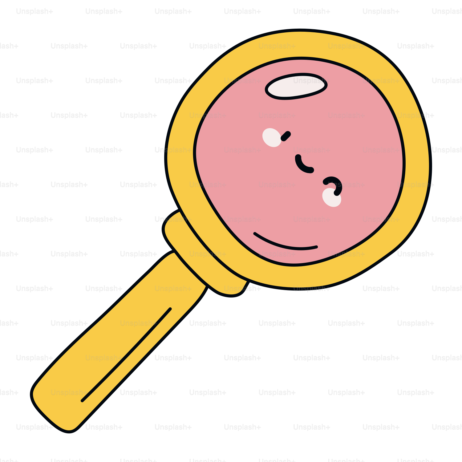 A magnifying glass with a face drawn on it