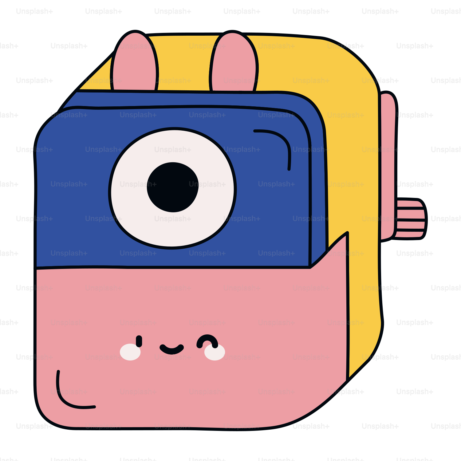 顔が描かれたリュックサックの絵