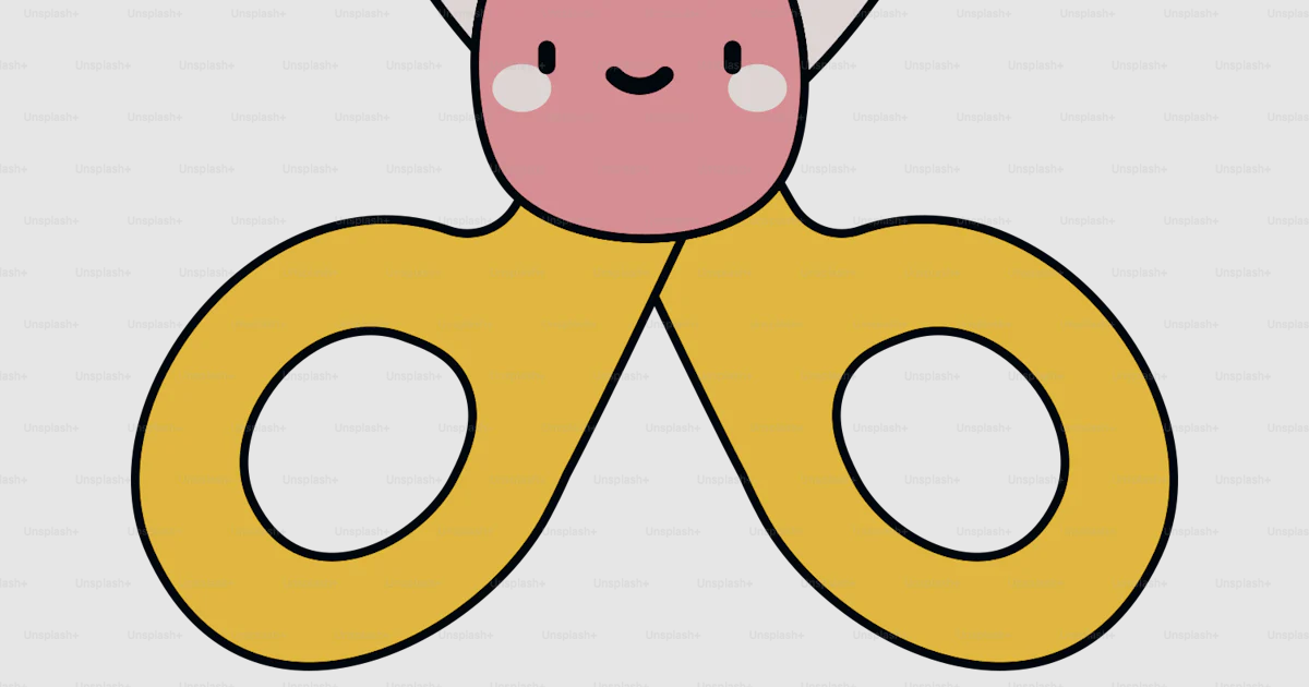 Cissors Face A pair of yellow scissors with a pink face vector – Supplies Image on ...