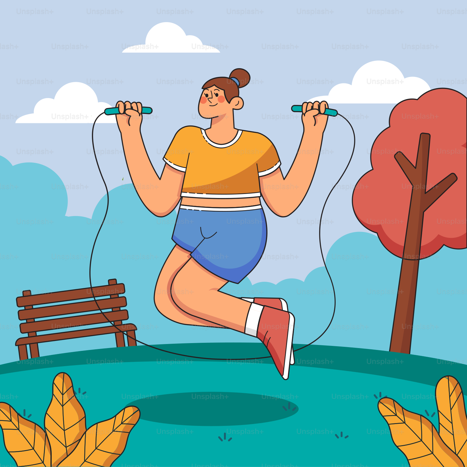 A person jumping in the air with a jump rope