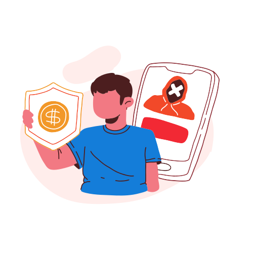 A man holding a phone with a bitcoin on it