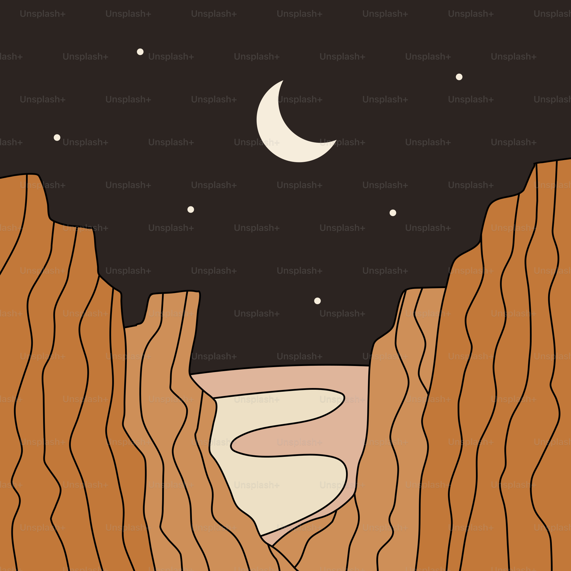 A drawing of a person standing in front of a mountain