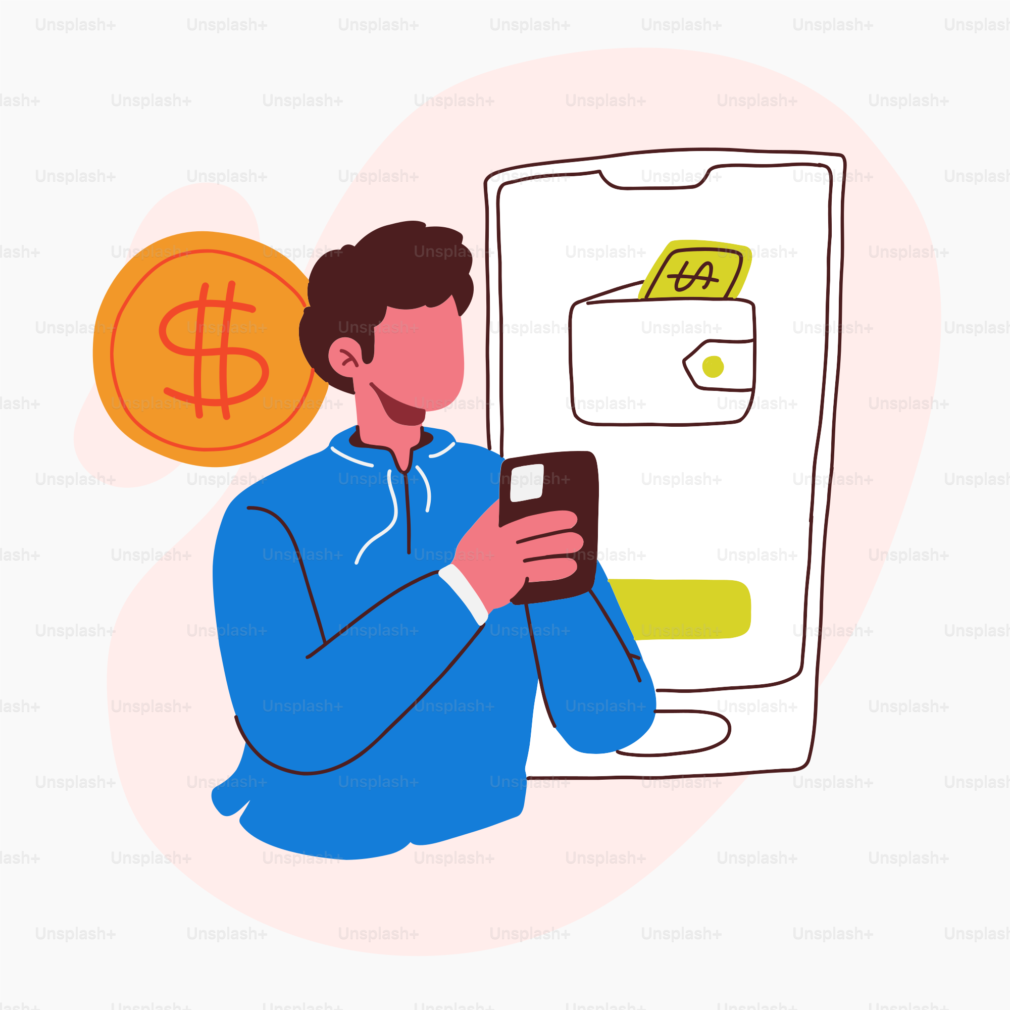 A man is looking at his cell phone