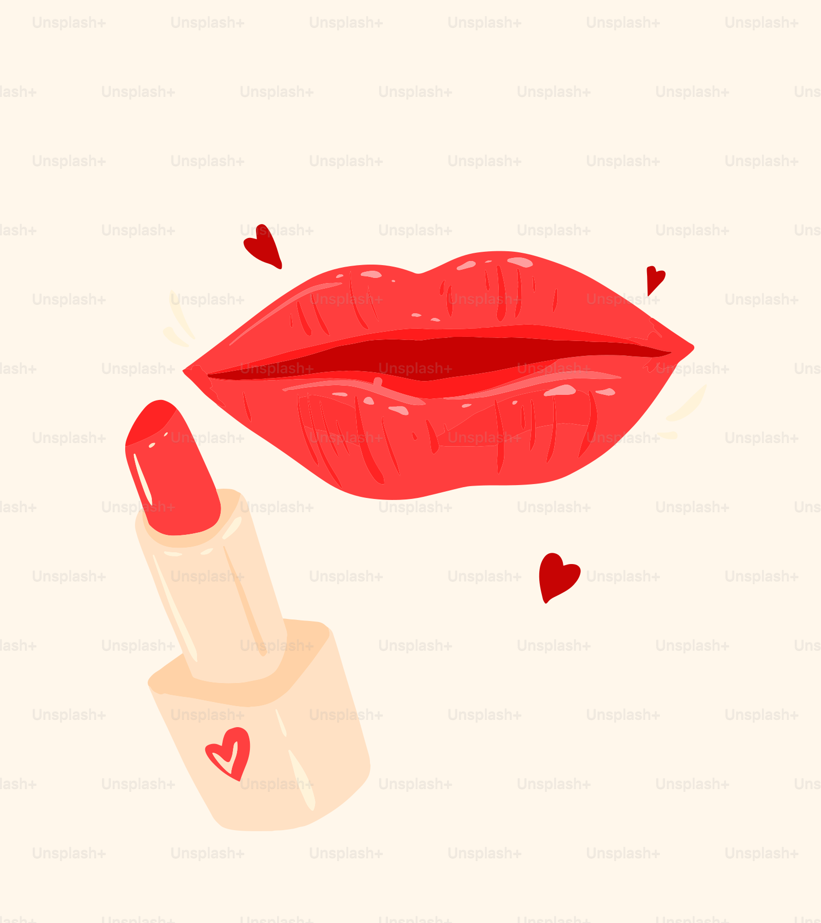 A red lipstick with a heart on it
