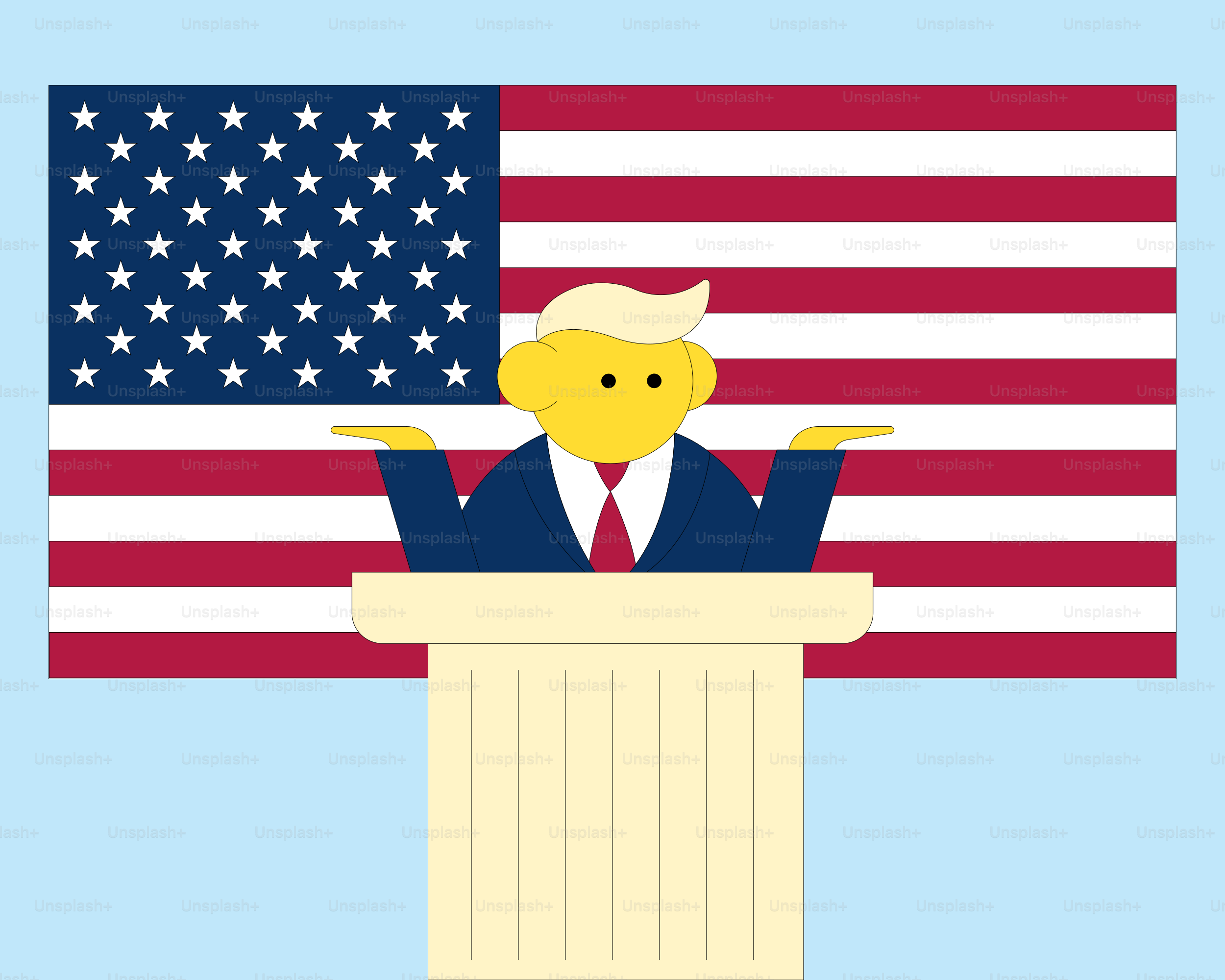 A man standing at a podium in front of an american flag