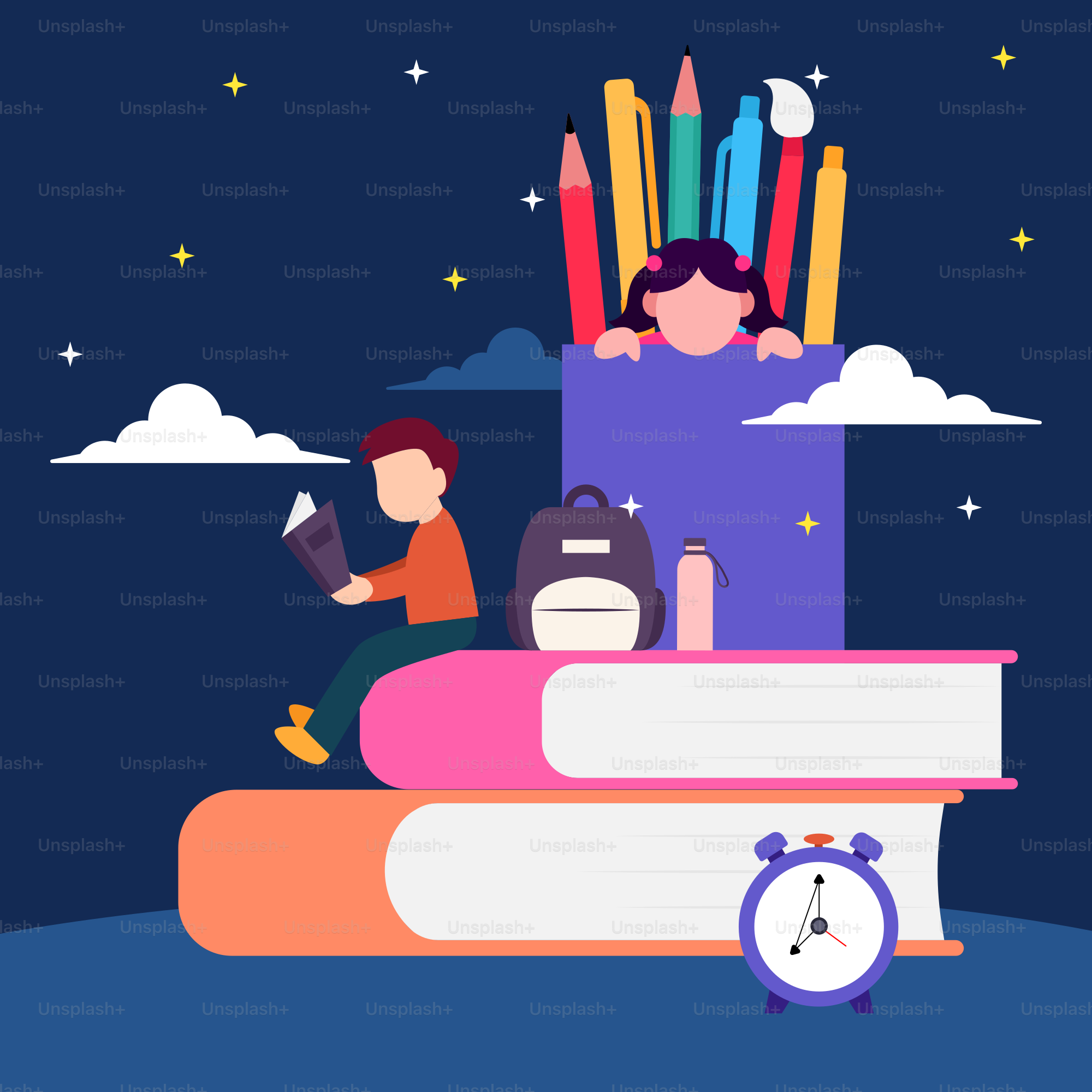 A person sitting on top of a pile of books