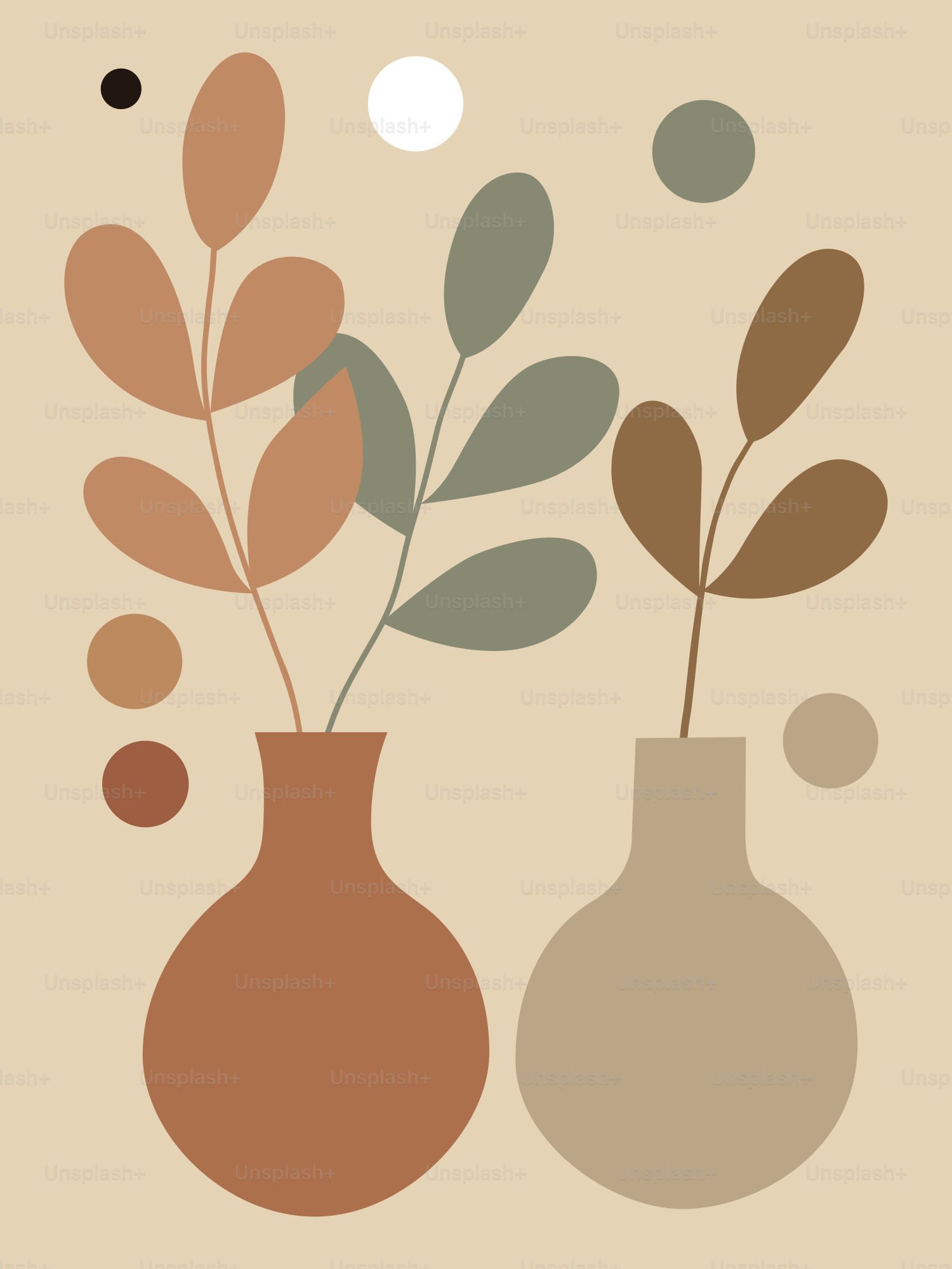 A couple of vases with plants in them