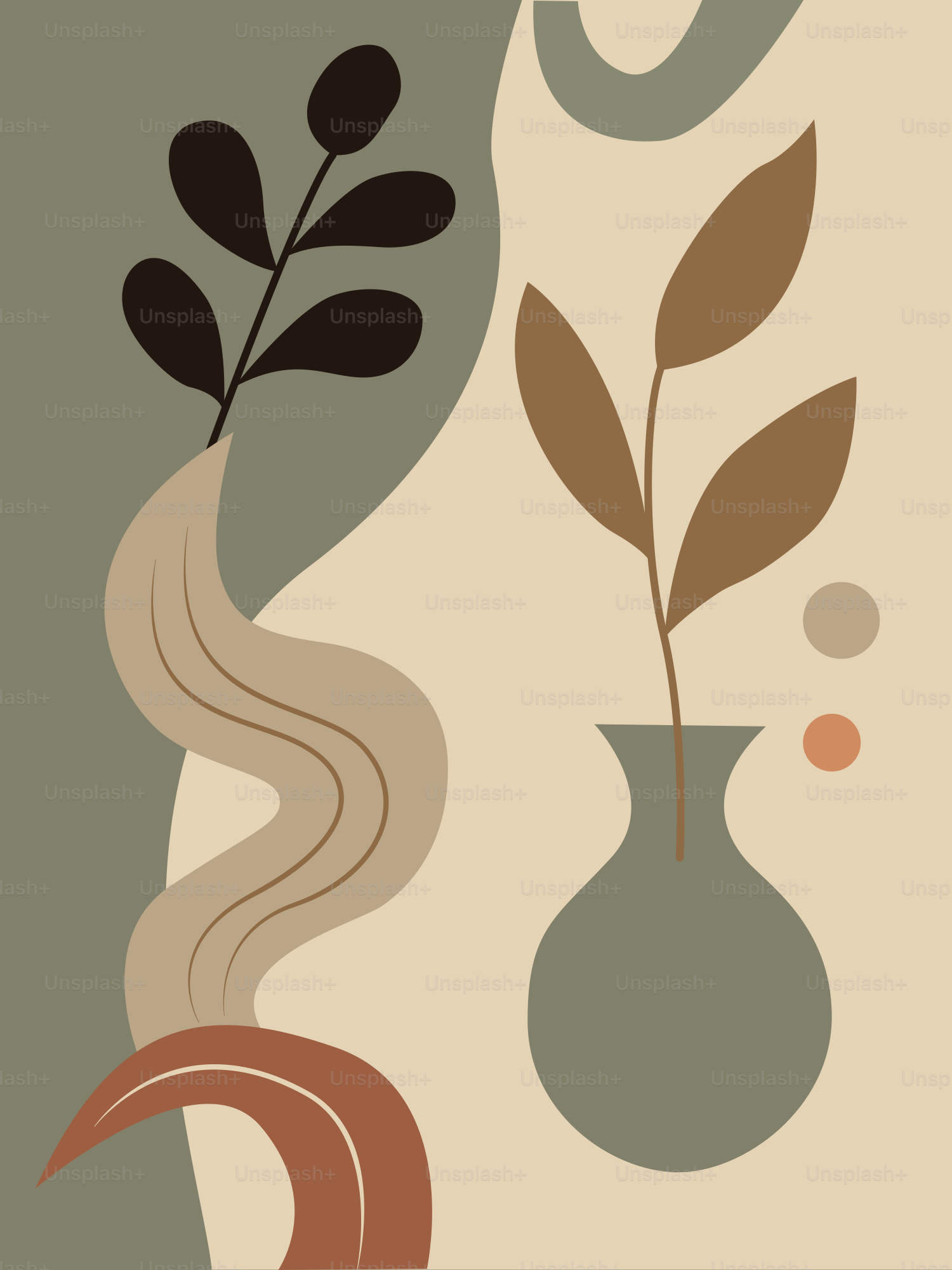 Uma pintura de um vaso com uma planta dentro