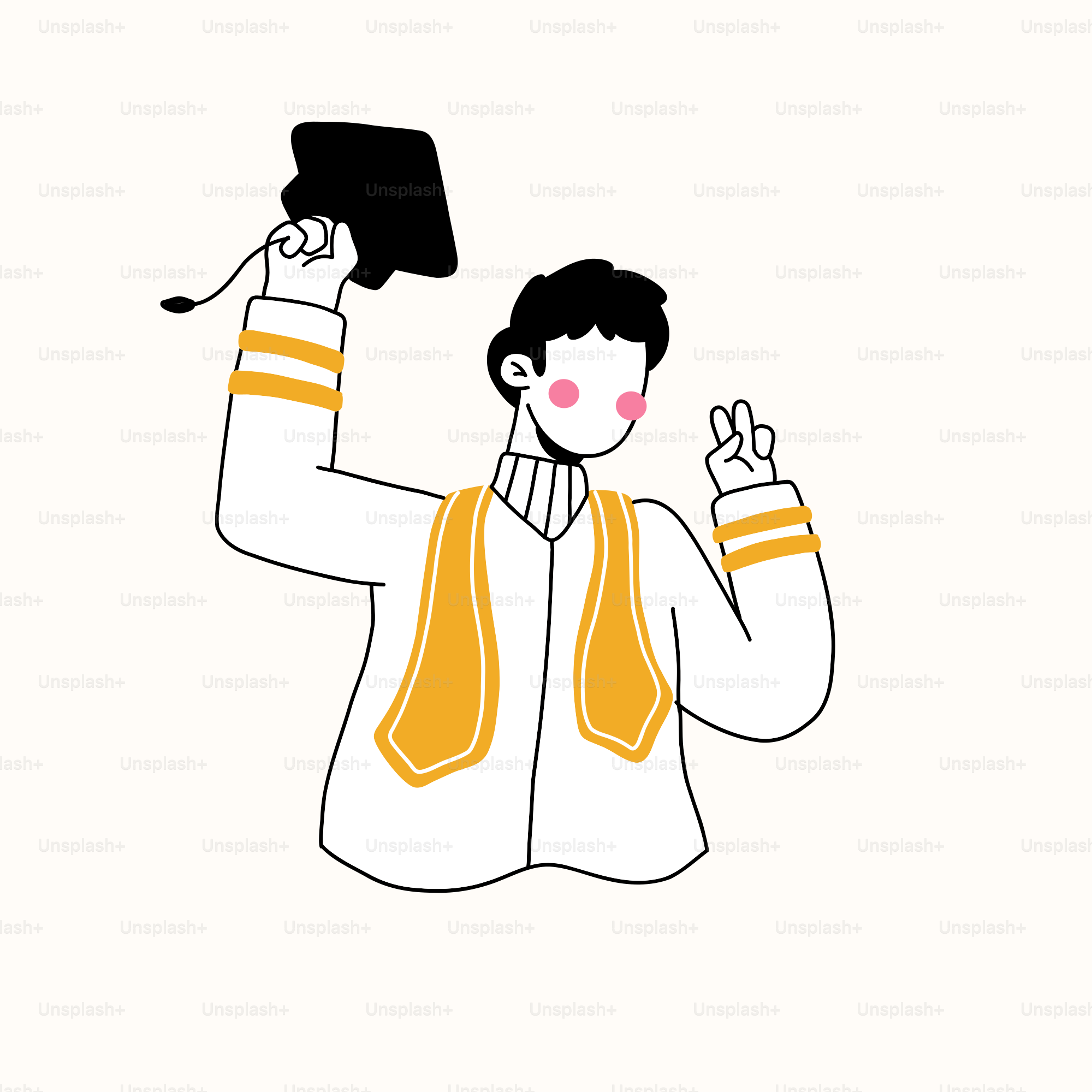A drawing of a man holding a cell phone up to his ear