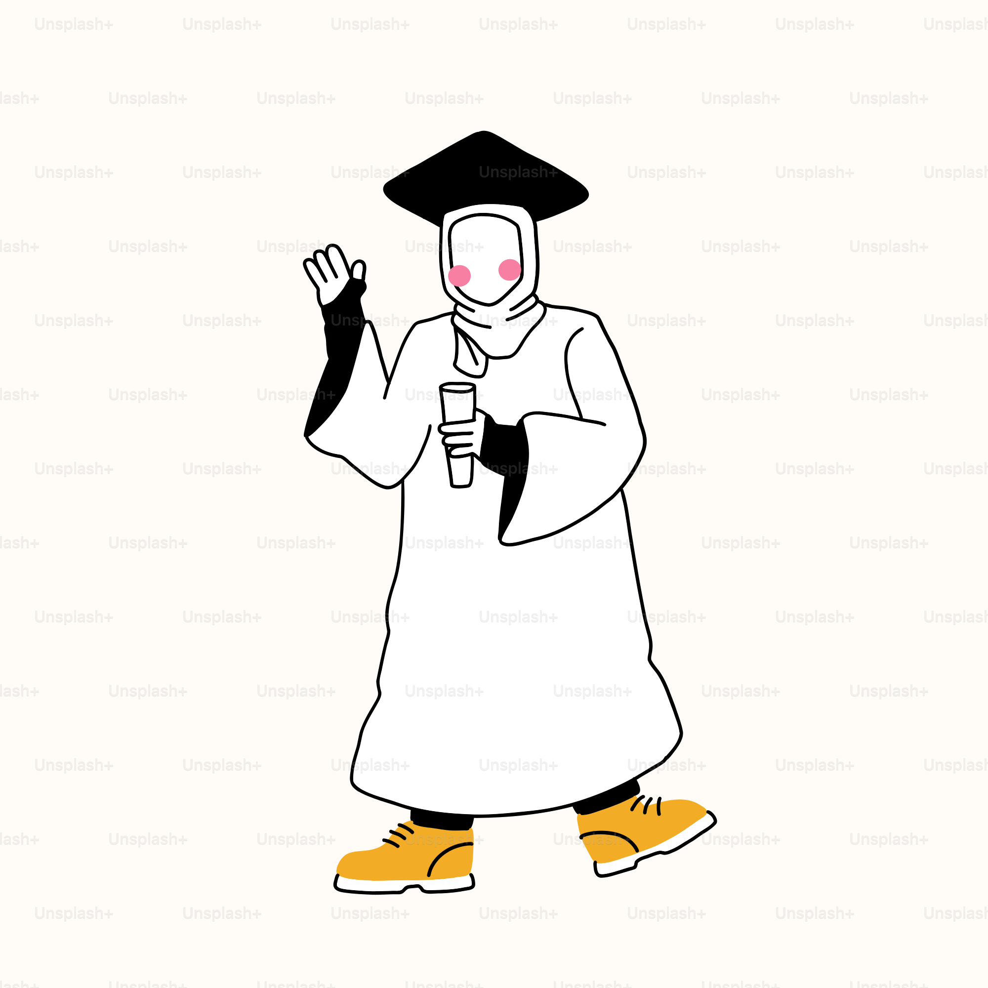 A person in a graduation gown holding a bottle