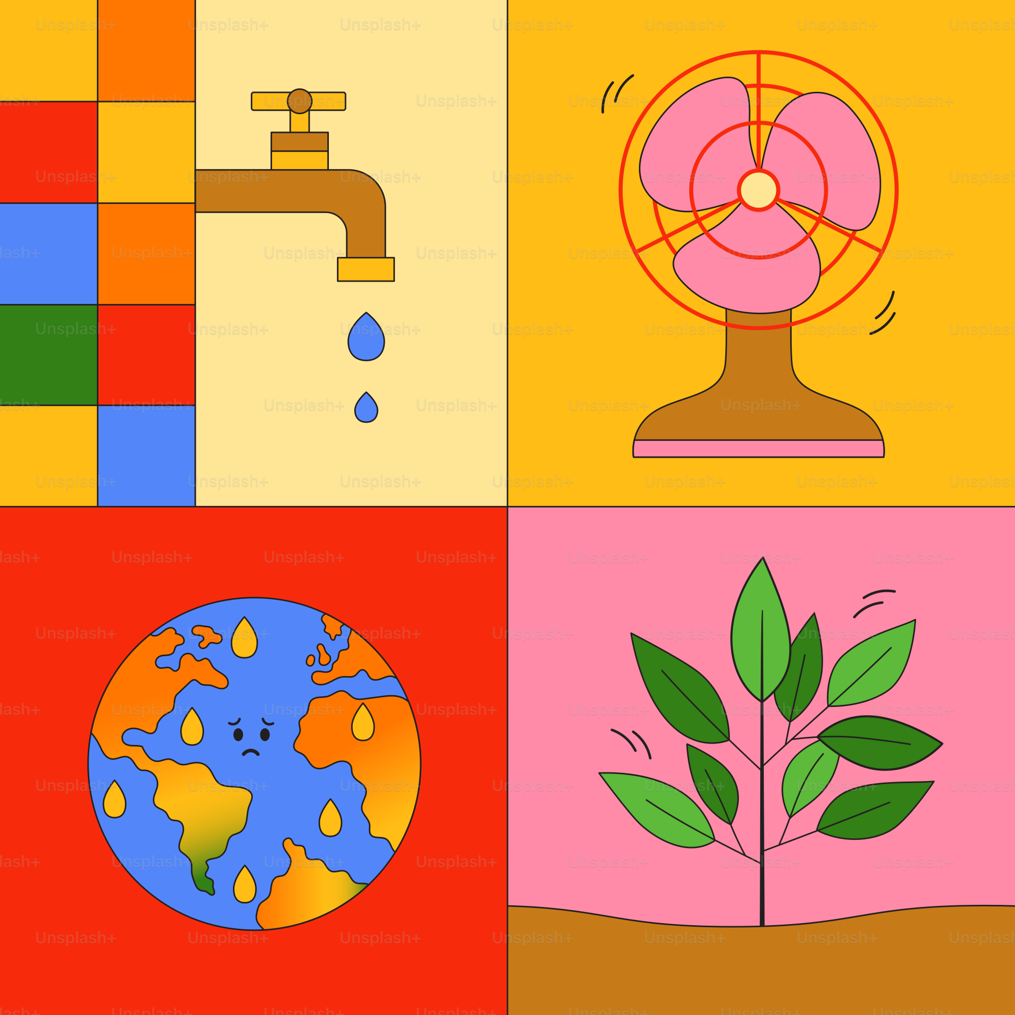 A picture of a picture of a plant and a fan