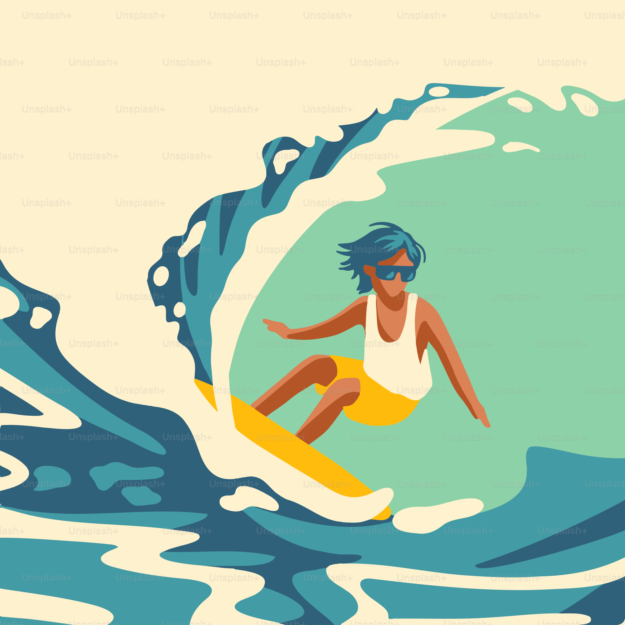 Ein Mann, der auf einer Welle auf einem Surfbrett reitet