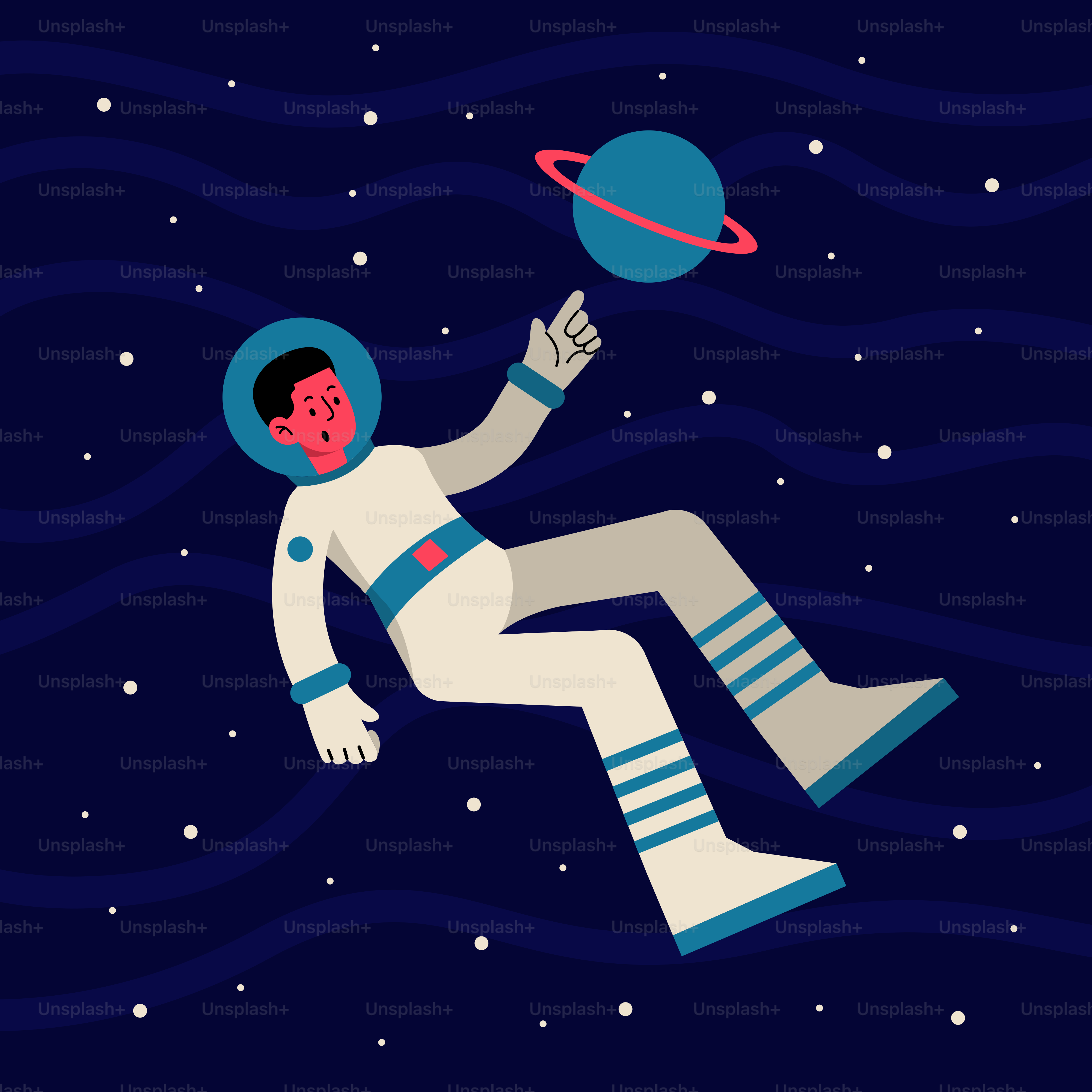 Ein Mann in einem Raumanzug fliegt durch die Luft