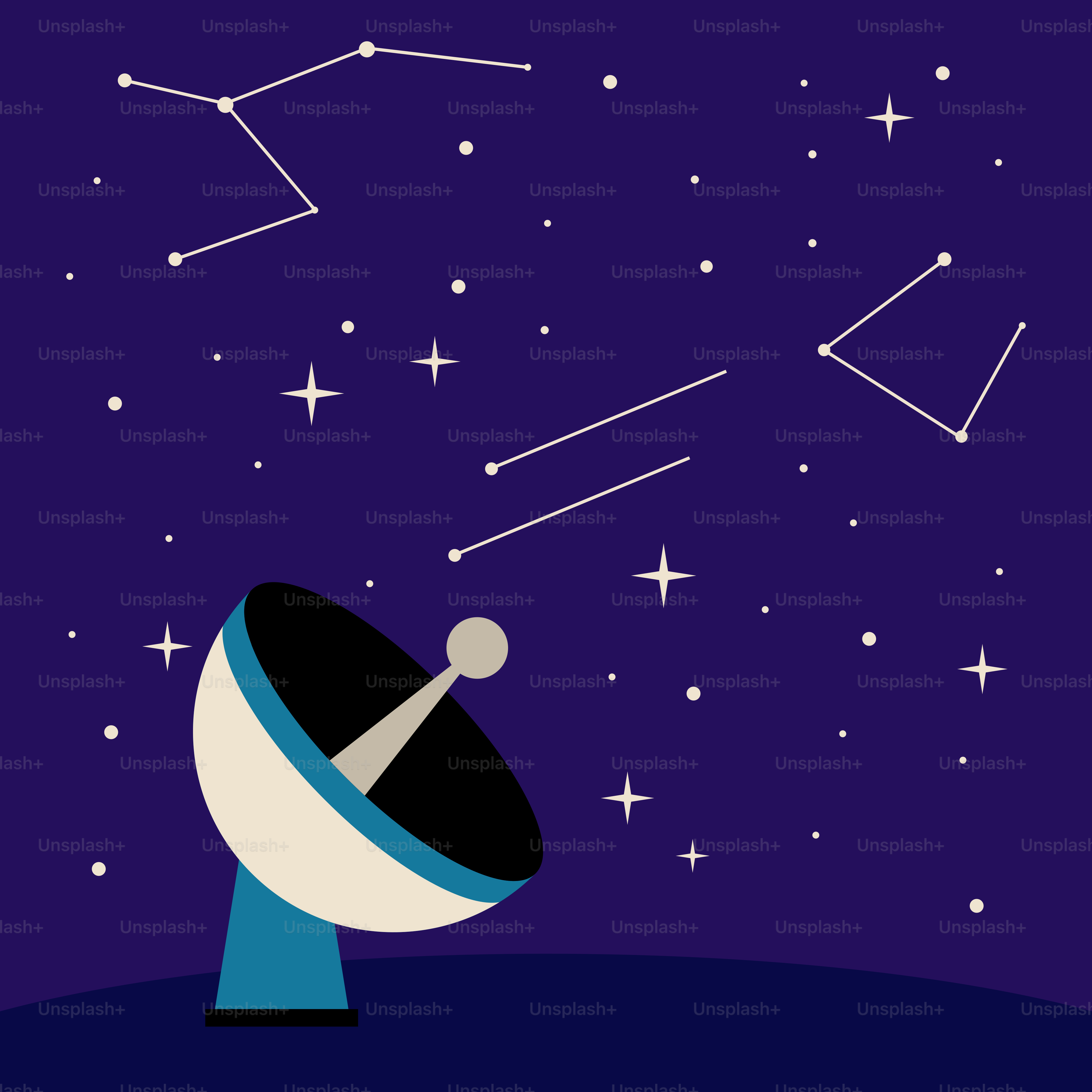 Eine Satellitenschüssel mit Sternen im Hintergrund