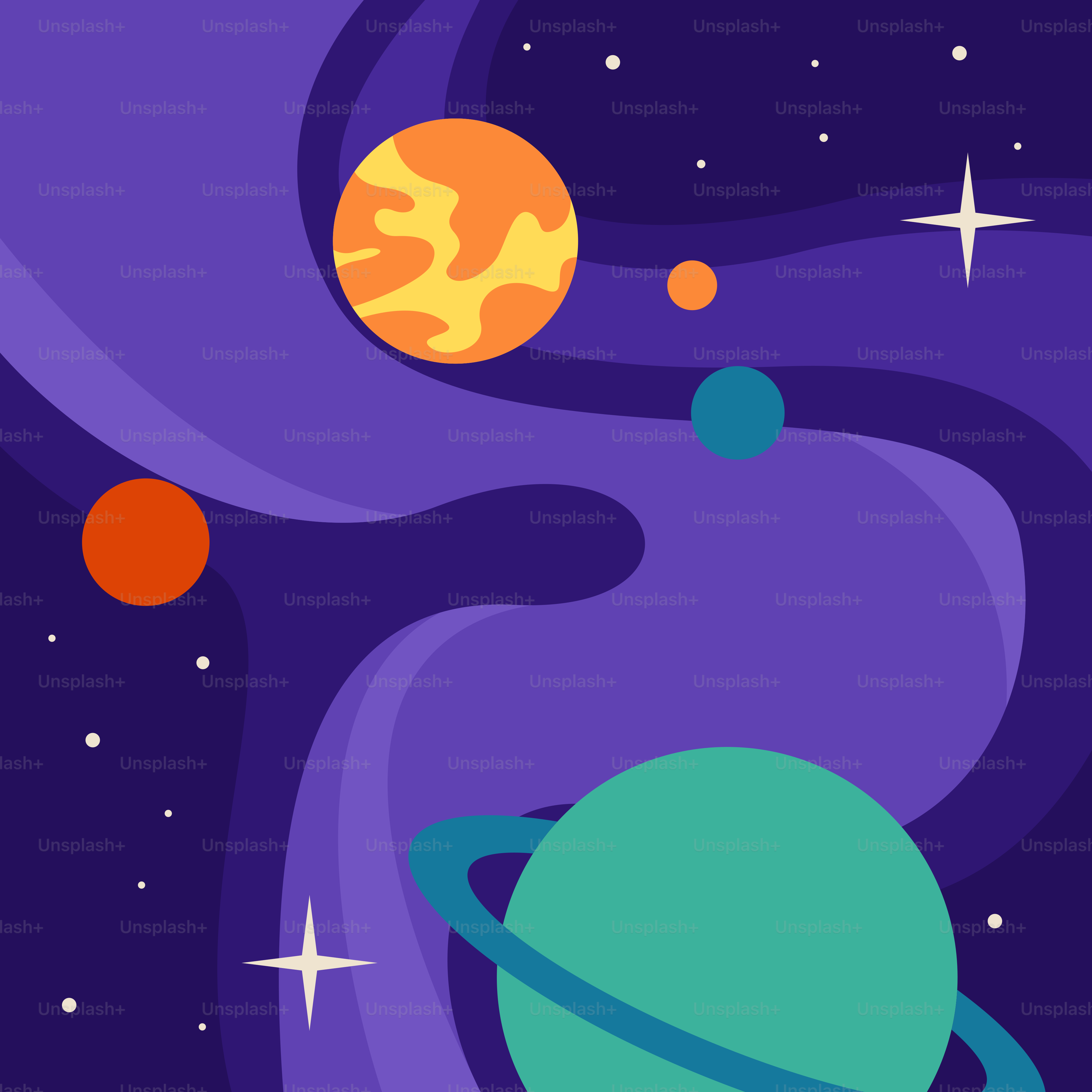 Ein Bild einer Weltraumszene mit Planeten und Sternen