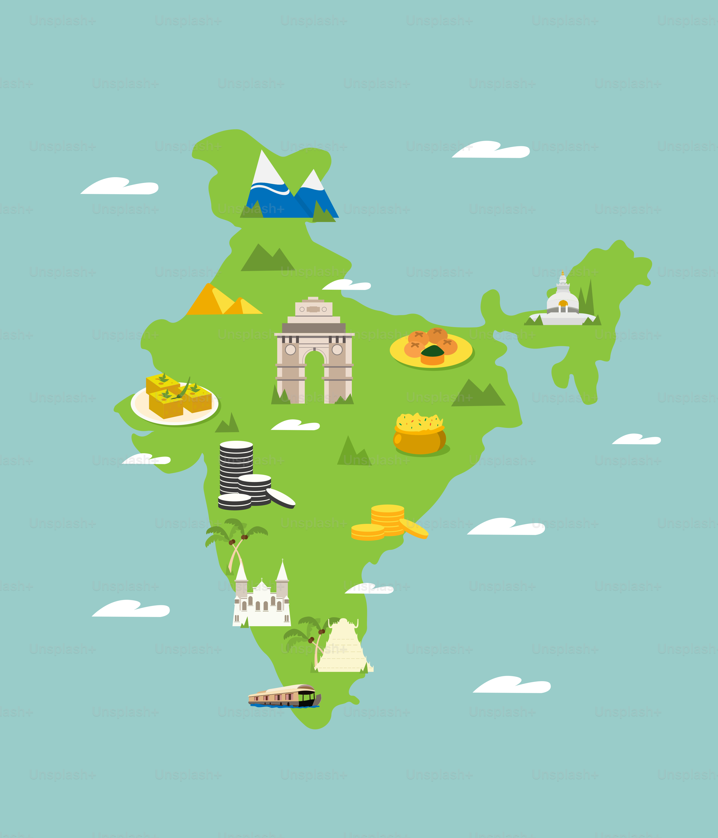 A map of india with all the major attractions