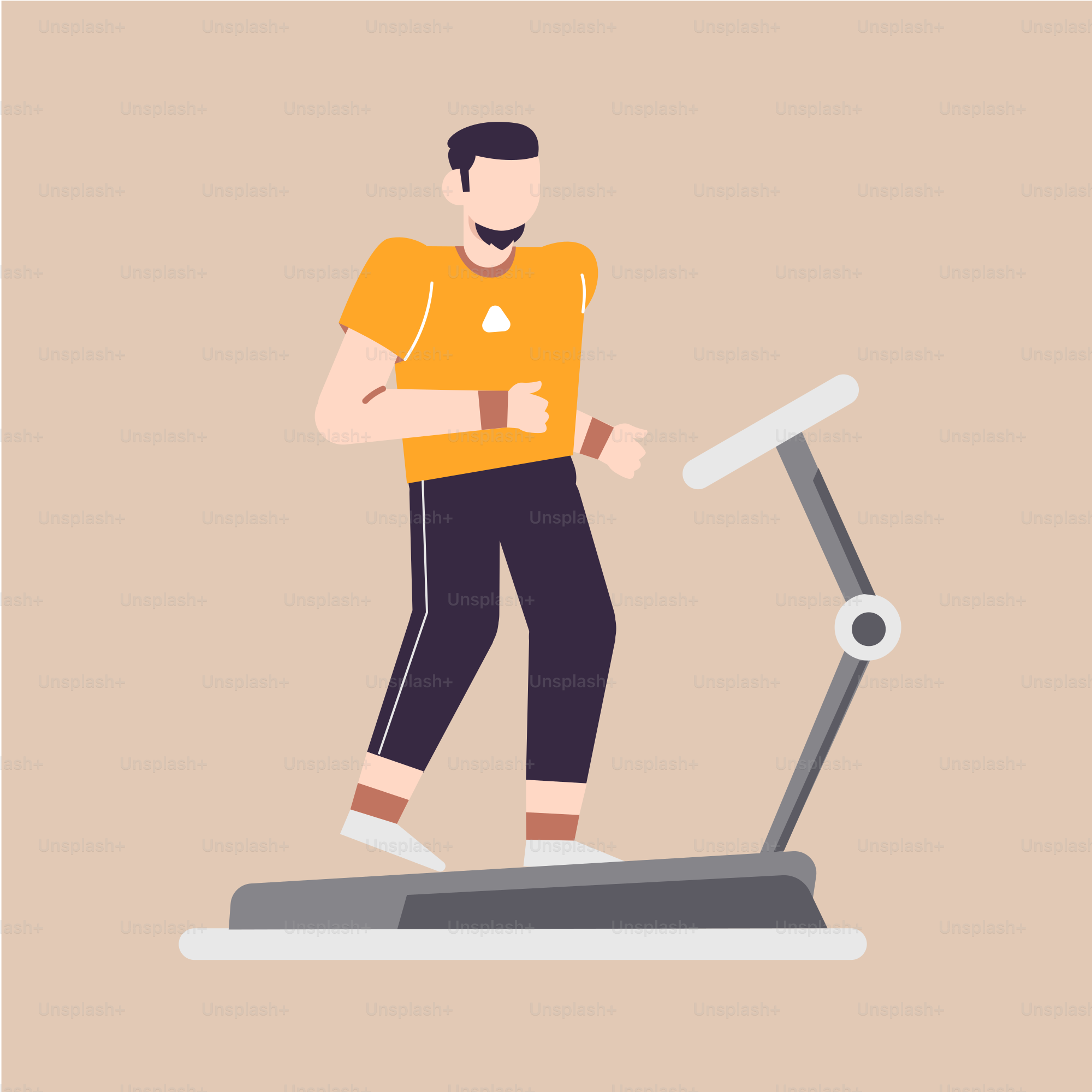 A man is running on a treadmill