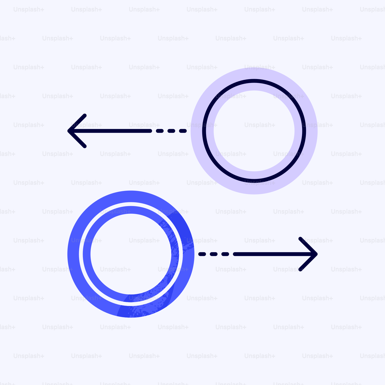 A diagram of a circle and a circle with an arrow pointing to it