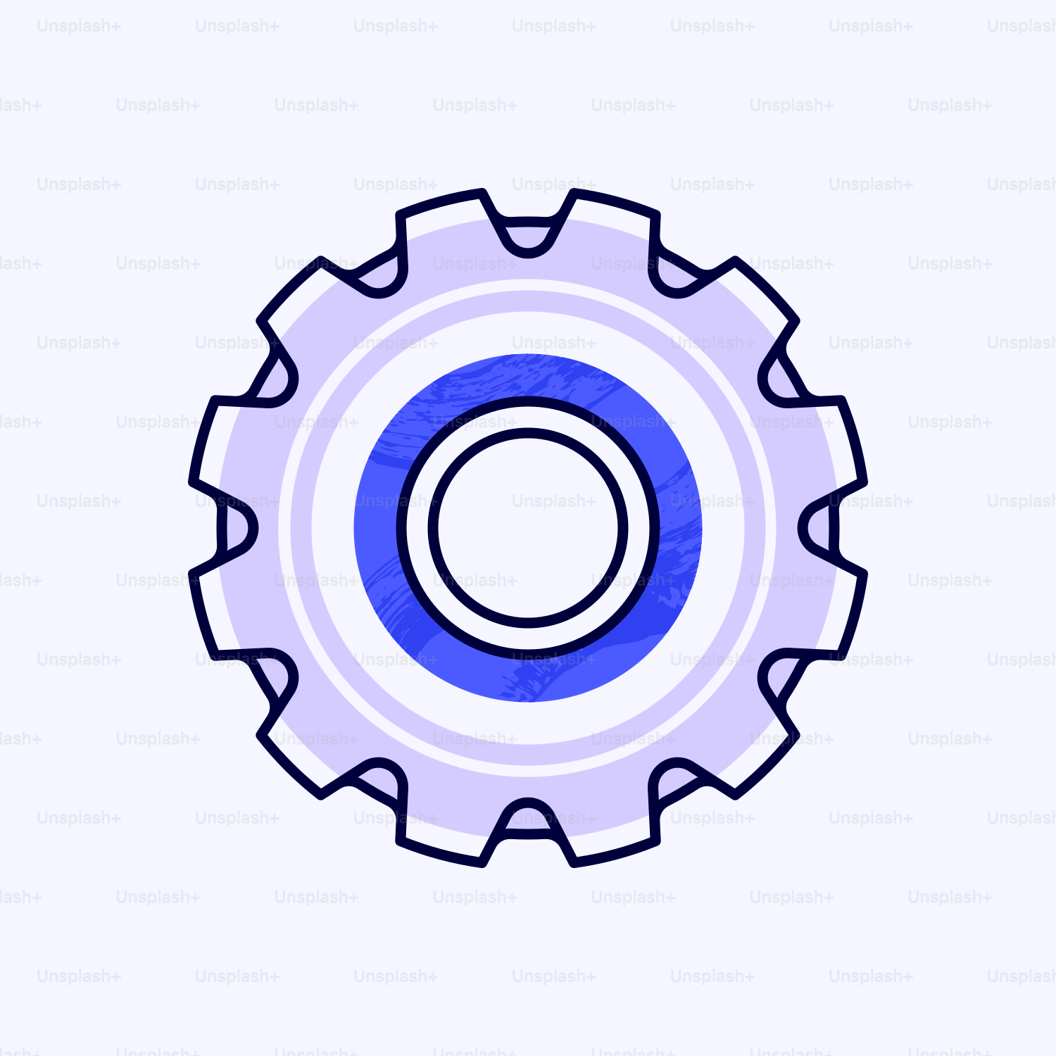 Um objeto circular azul e branco sobre fundo branco