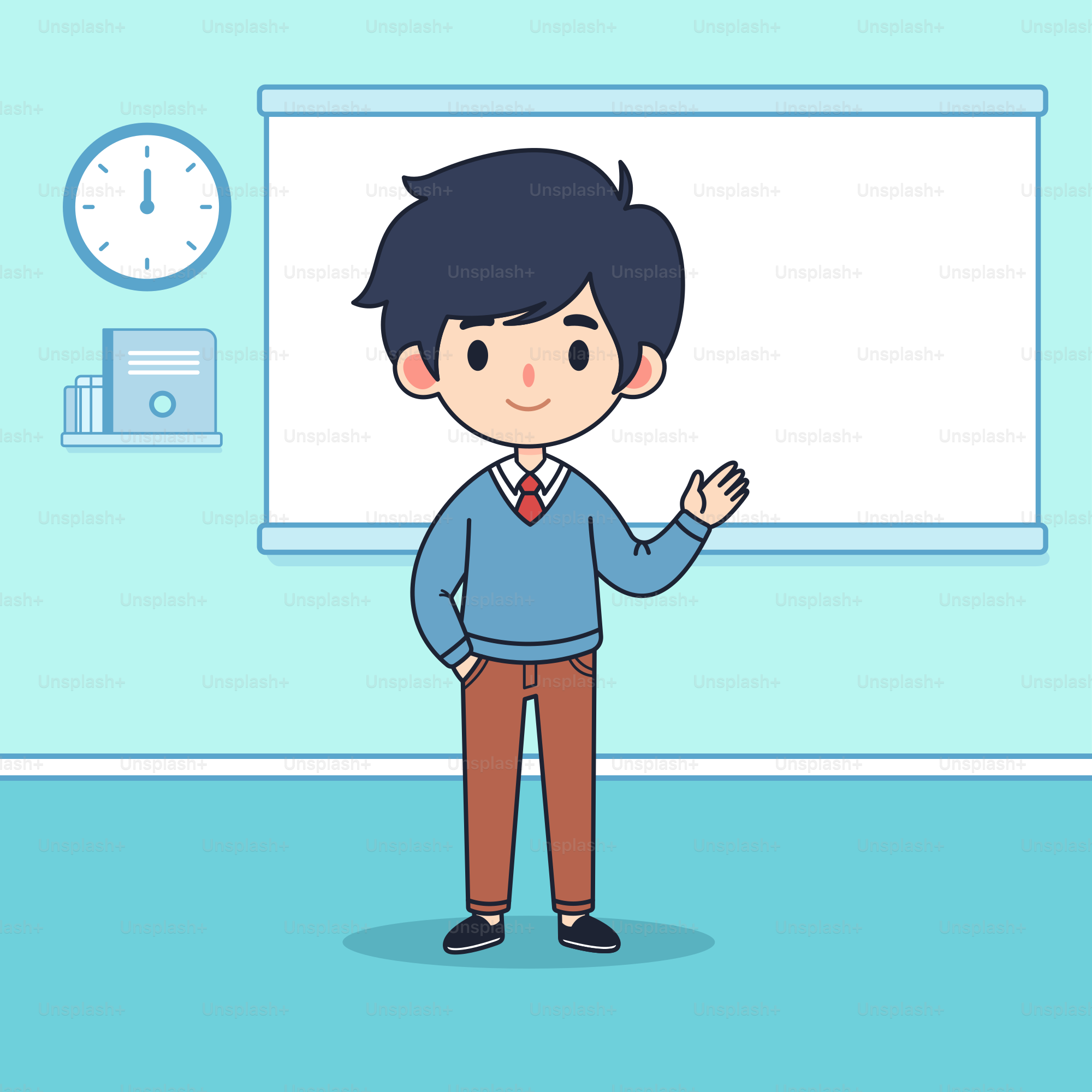 A man standing in front of a whiteboard in a room