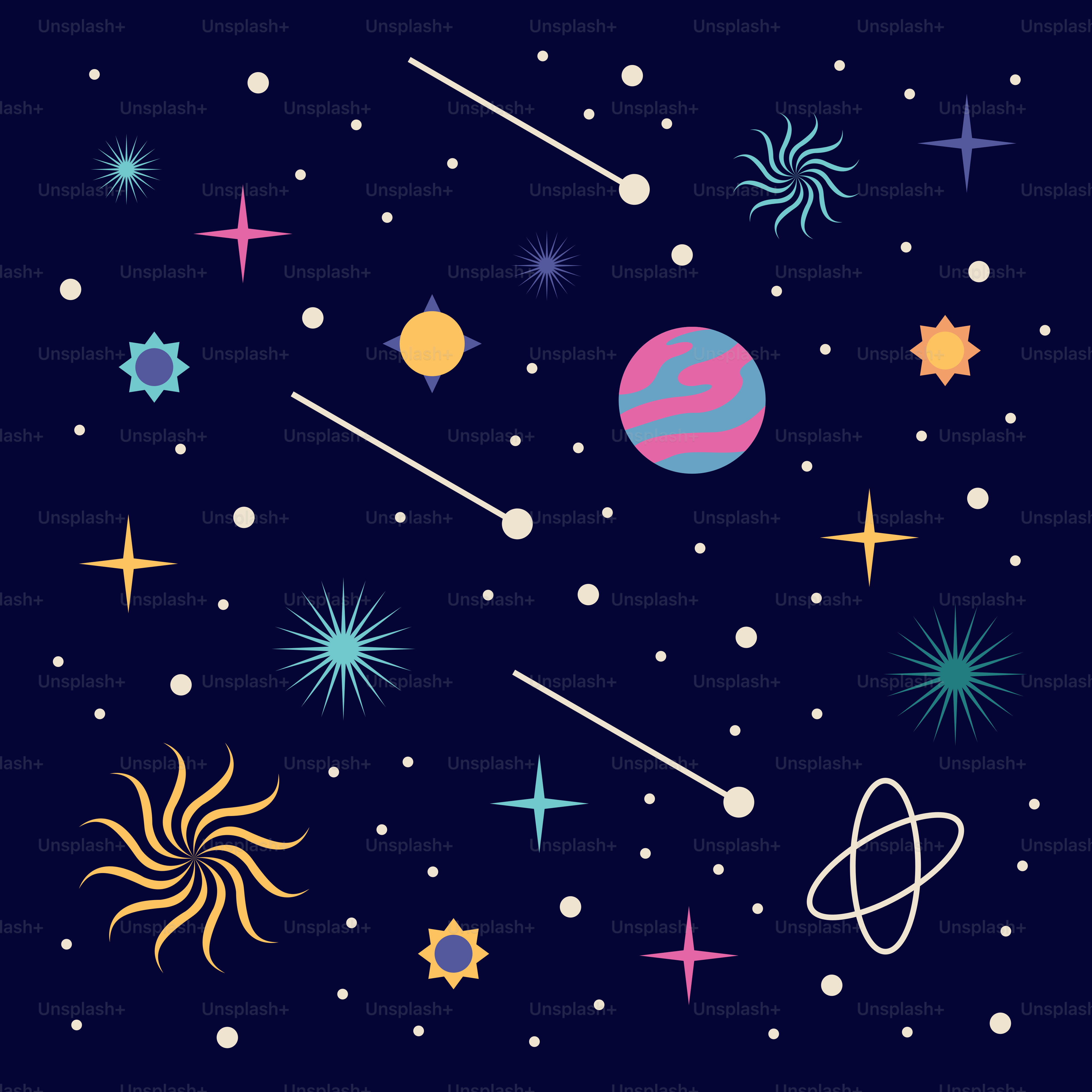 An image of a space scene with stars and planets