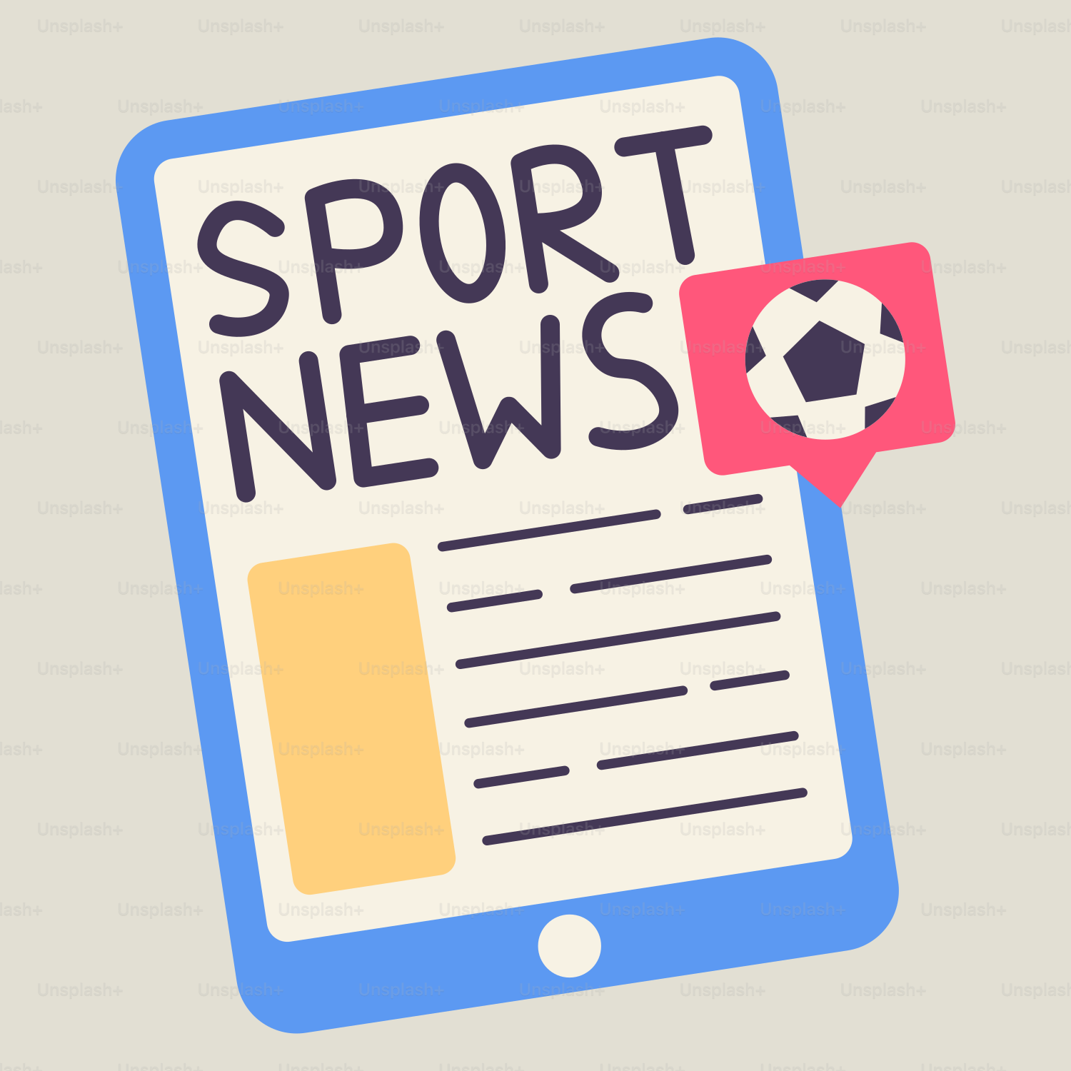A tablet with the words sport news on it