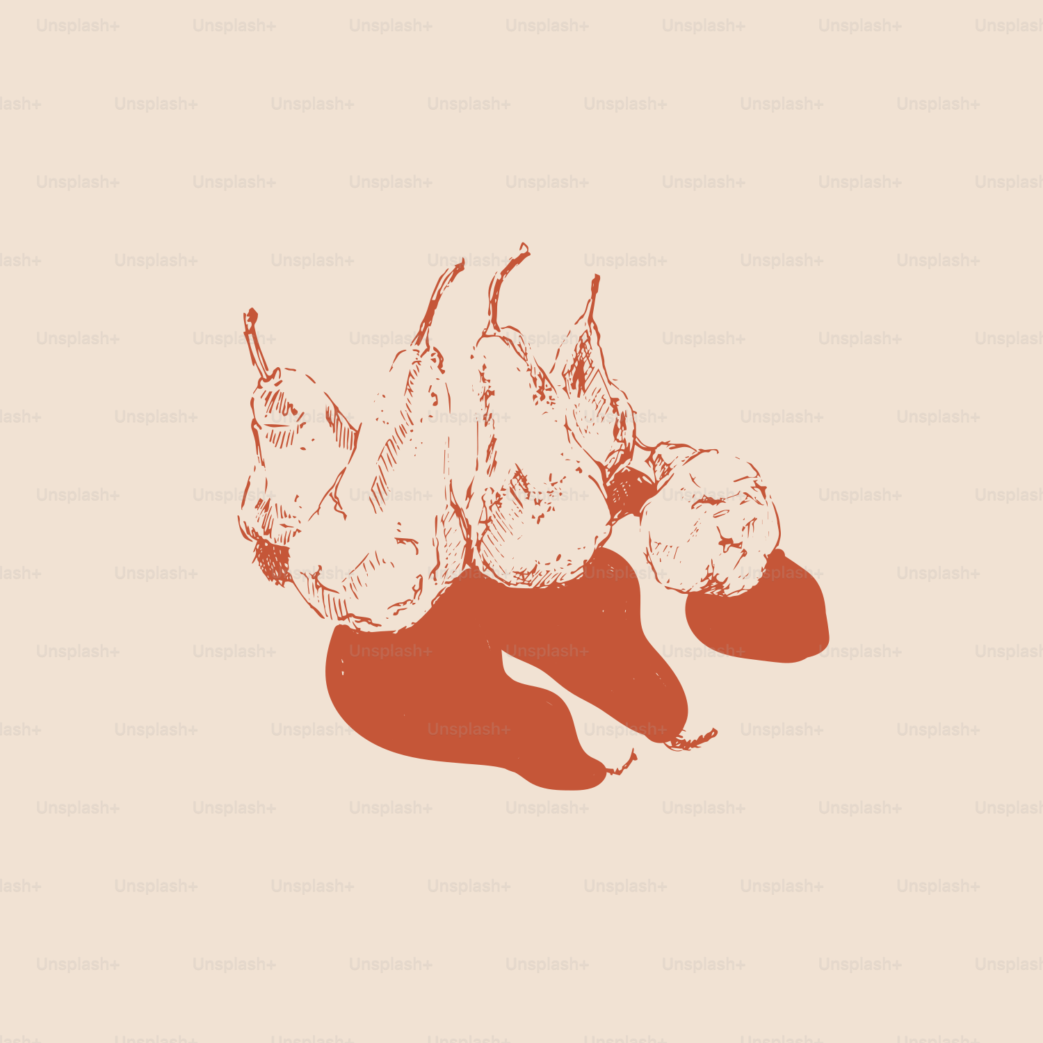 Un dibujo rojo y blanco de una mujer tumbada boca abajo