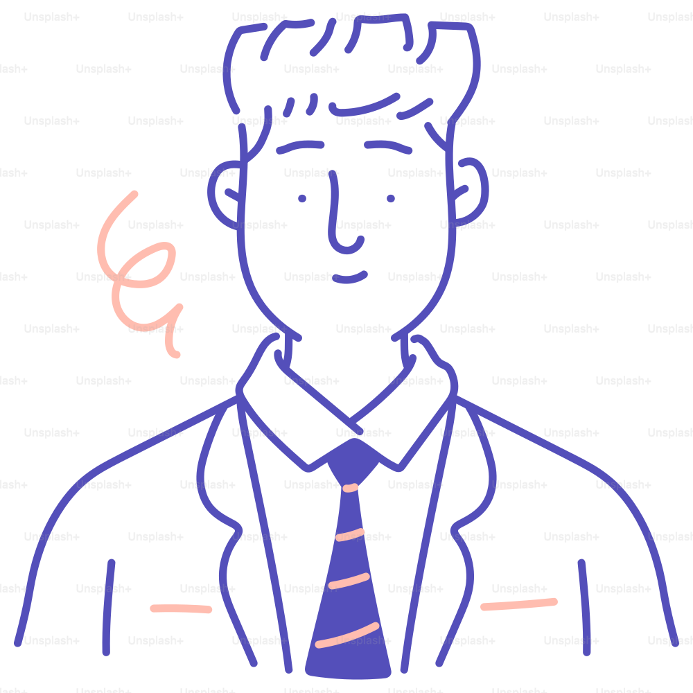 A drawing of a man wearing a suit and tie