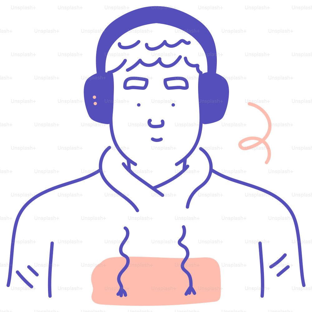 A man wearing headphones and a scarf