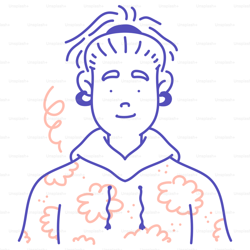 A drawing of a woman with her eyes closed