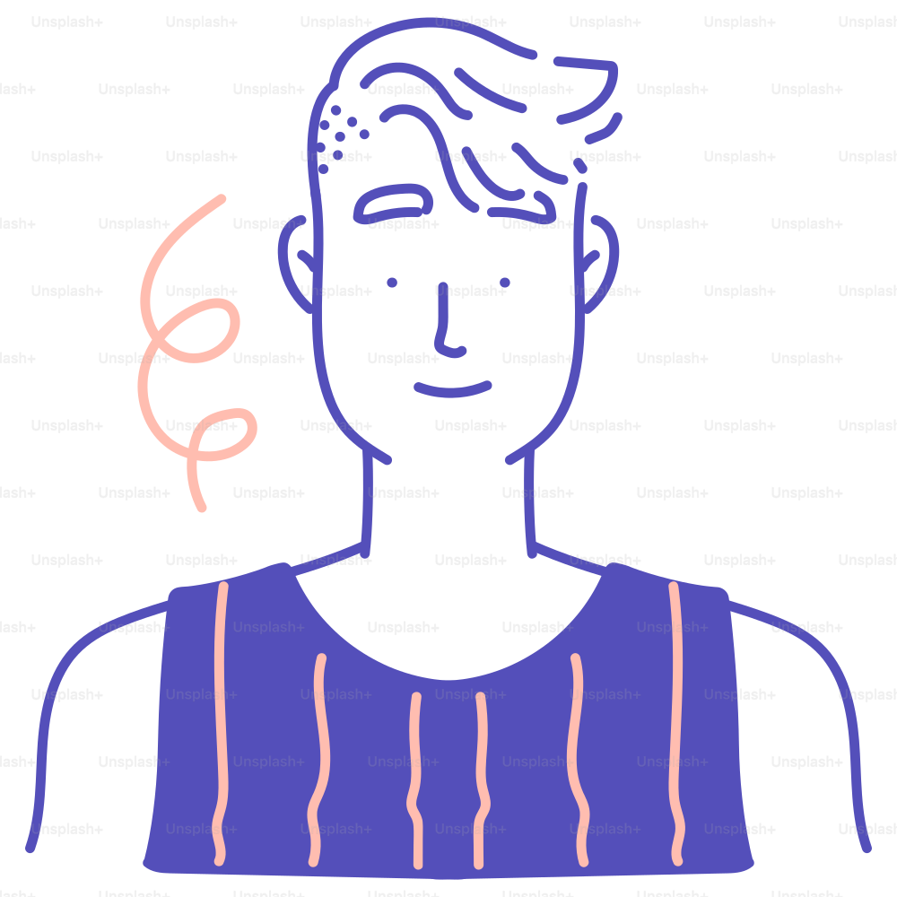A drawing of a man with a thought bubble above his head