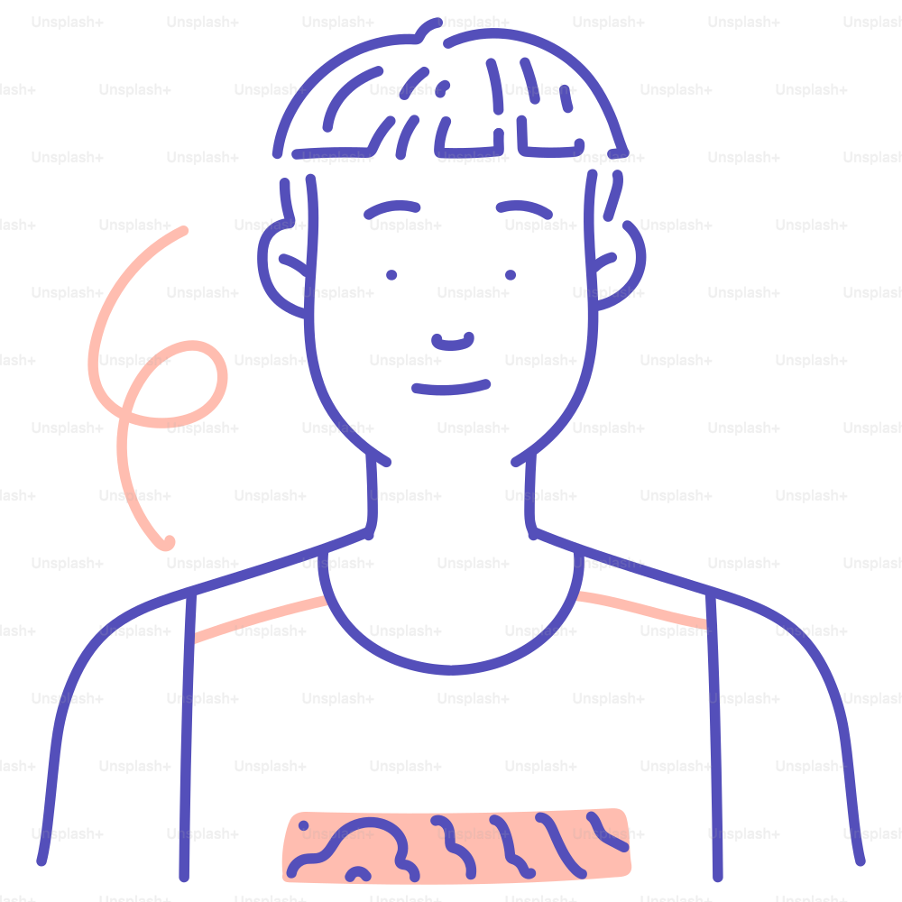 Eine Zeichnung eines Mannes im weißen Hemd