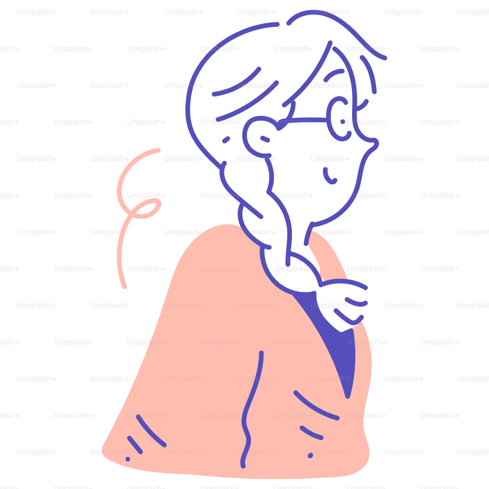Un dessin d’une femme portant des lunettes sur la tête