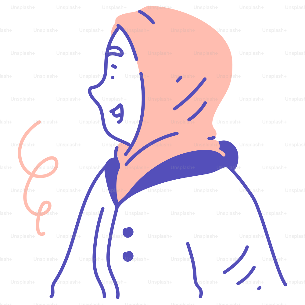 A drawing of a woman wearing a hoodie