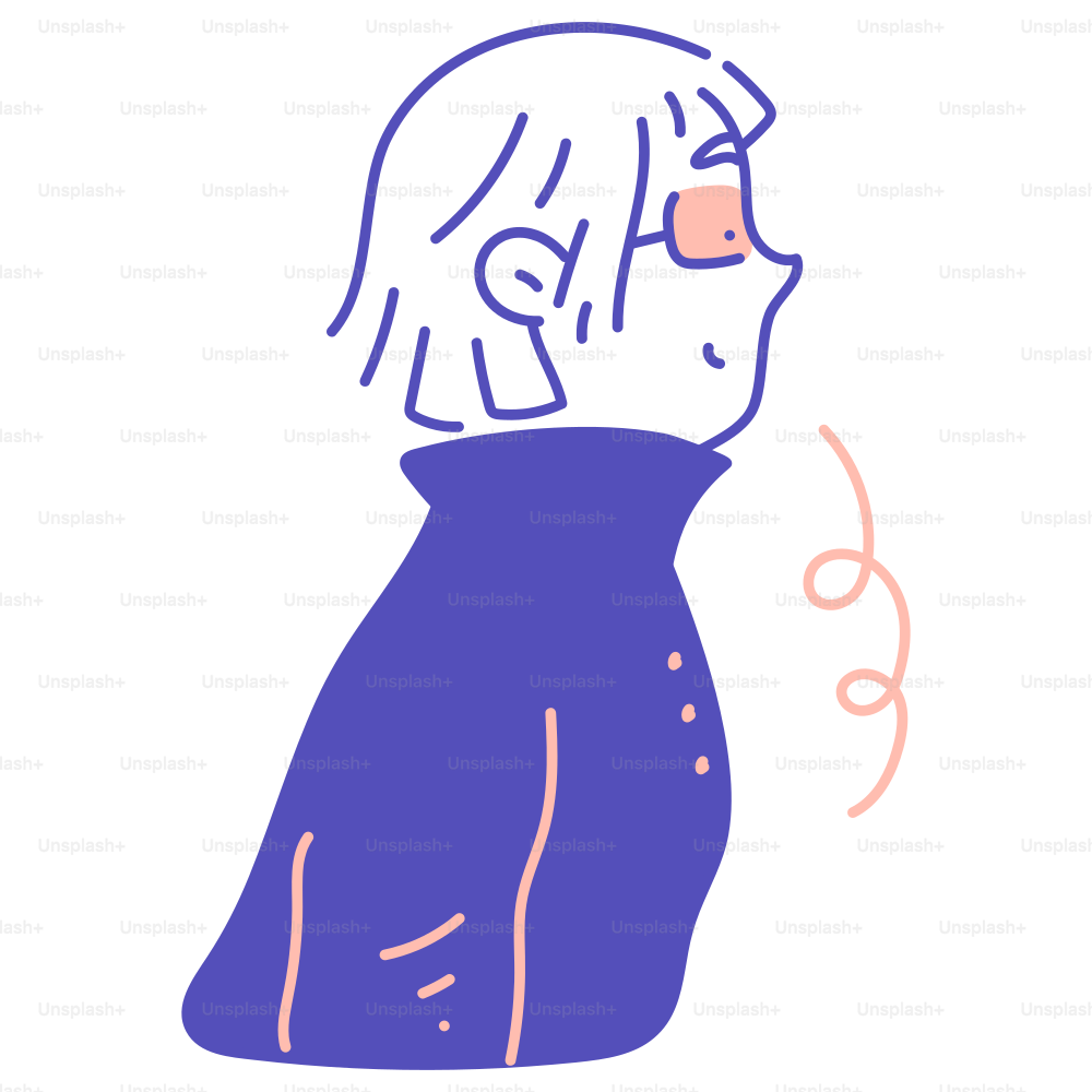 紫色のドレスを着た人物の絵