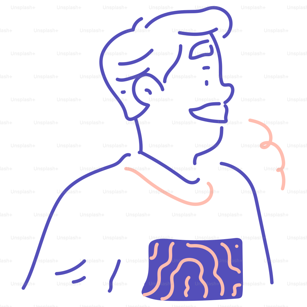 Un disegno di un uomo con la pancia