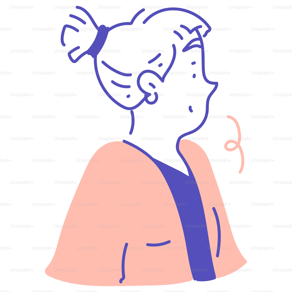 A drawing of a woman with a ponytail