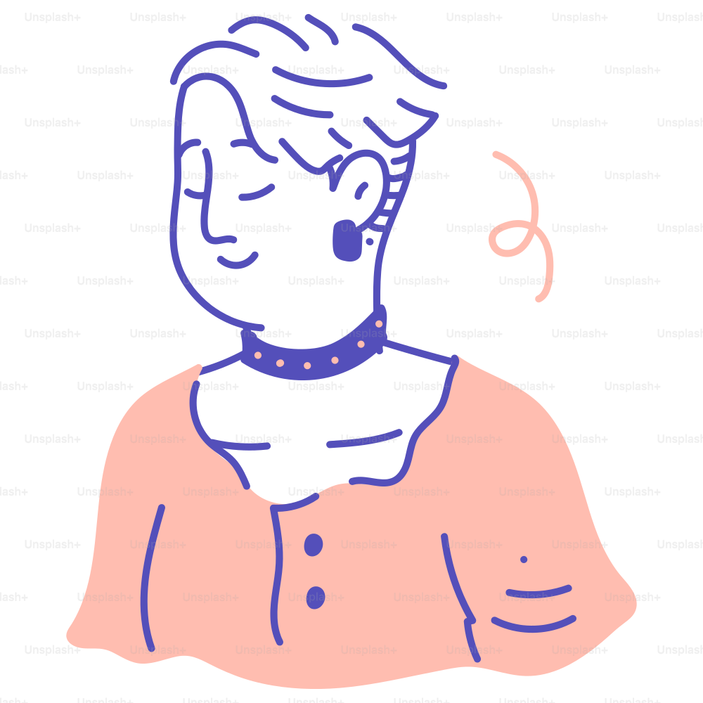 Un disegno di una persona con un collare