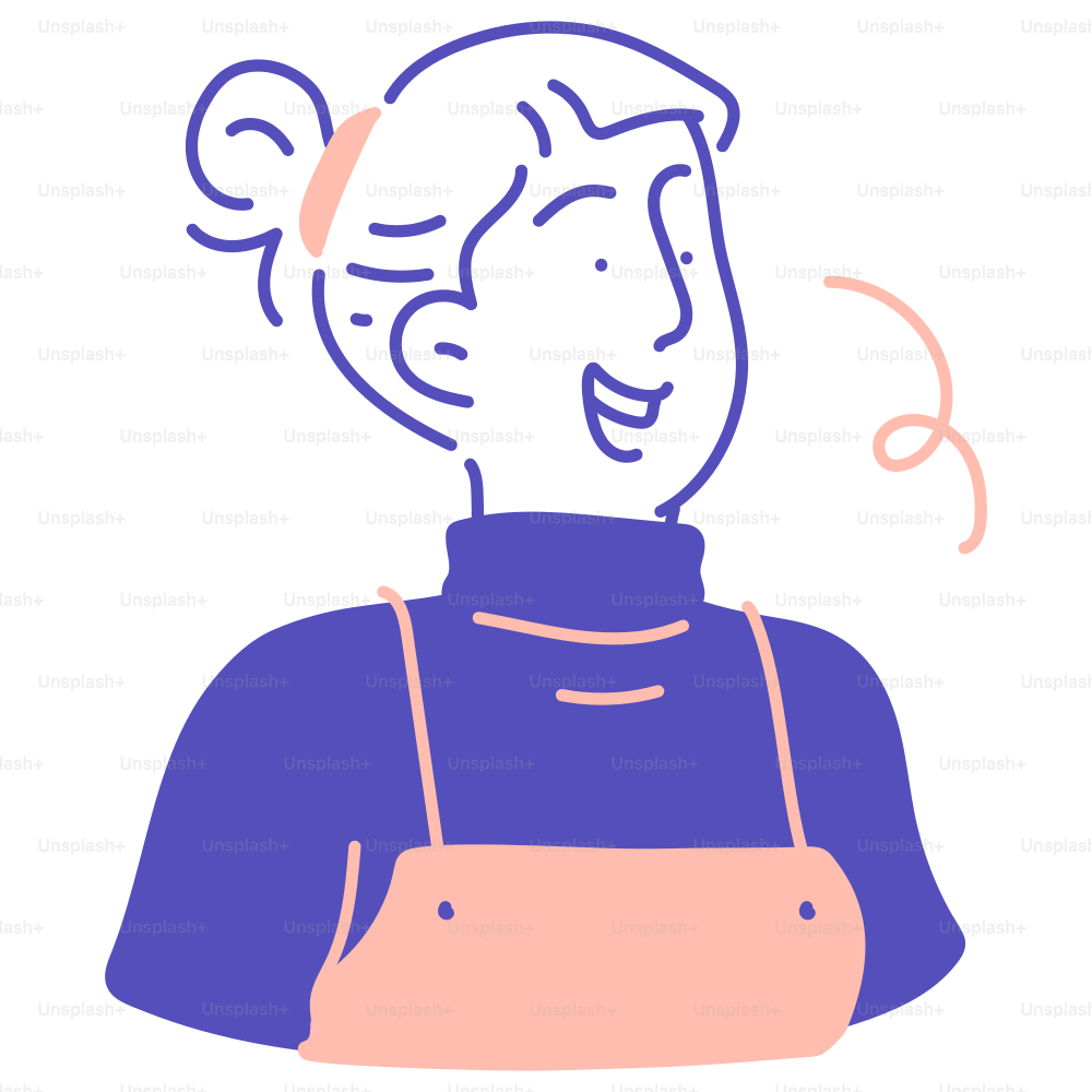 A woman with an apron is smiling