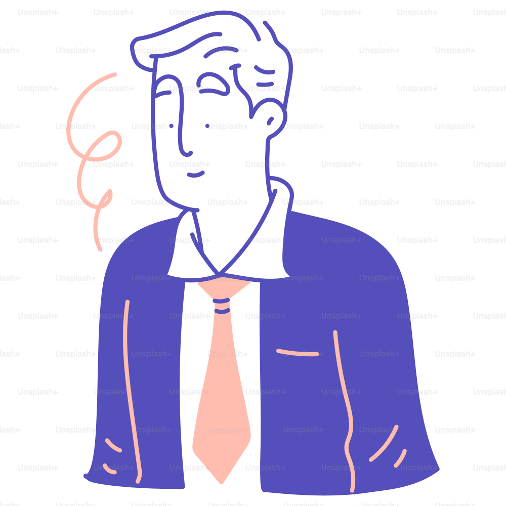 A drawing of a man in a suit and tie